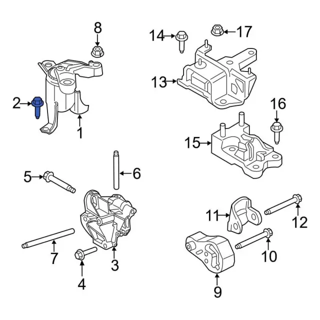 Engine Mount Support Bracket Bolt - Ford (-W500340-S442) - view 4