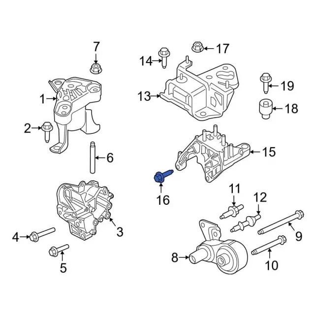 Engine Mount Support Bracket Bolt - Ford (-W500340-S442) - view 5