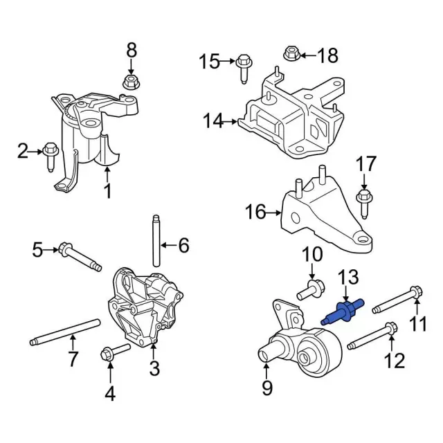 Engine Support Rod Stud - Ford (-W708332-S442) - view 3