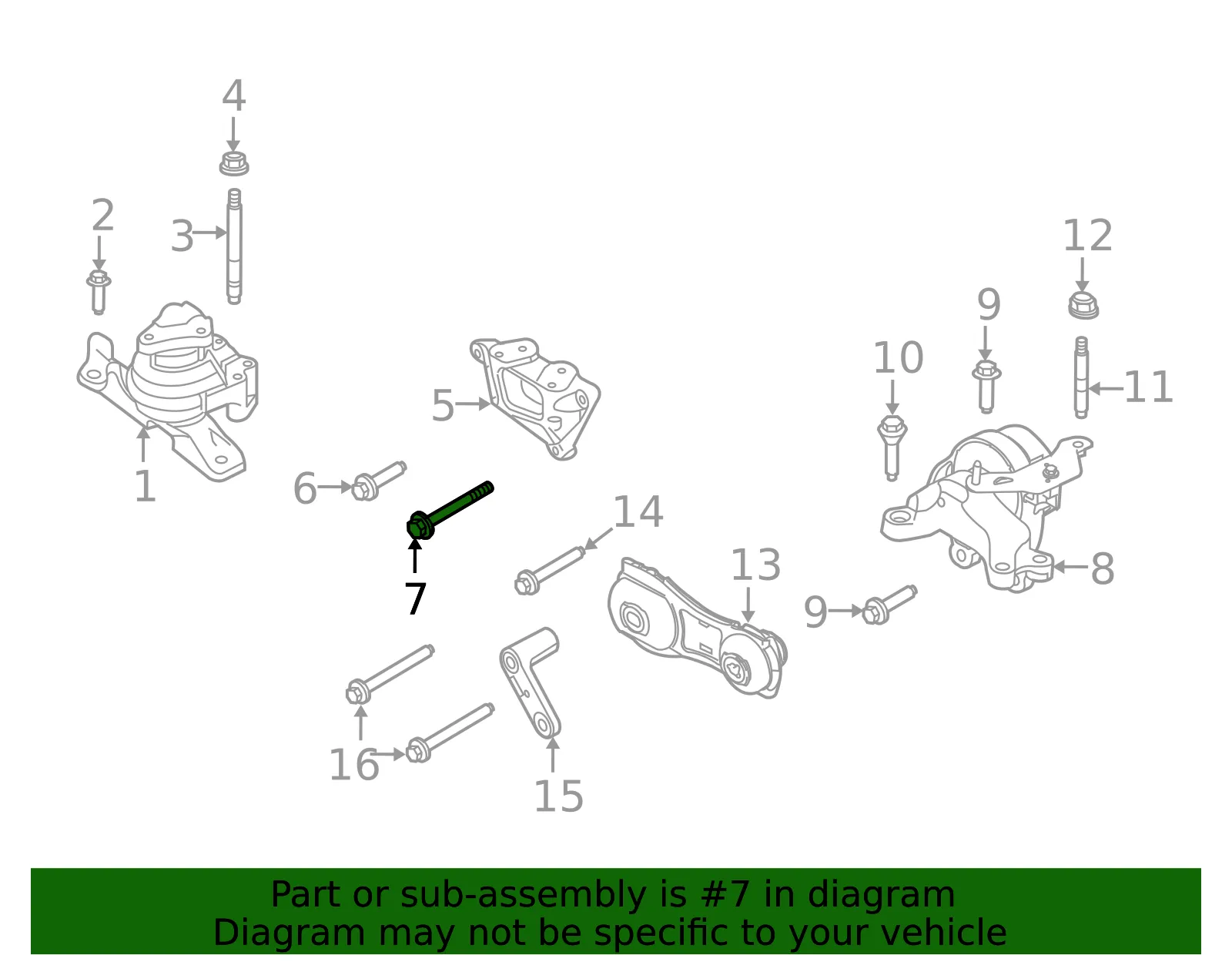 Engine Mount Bolt - Ford (-W712948-S437) - view 11