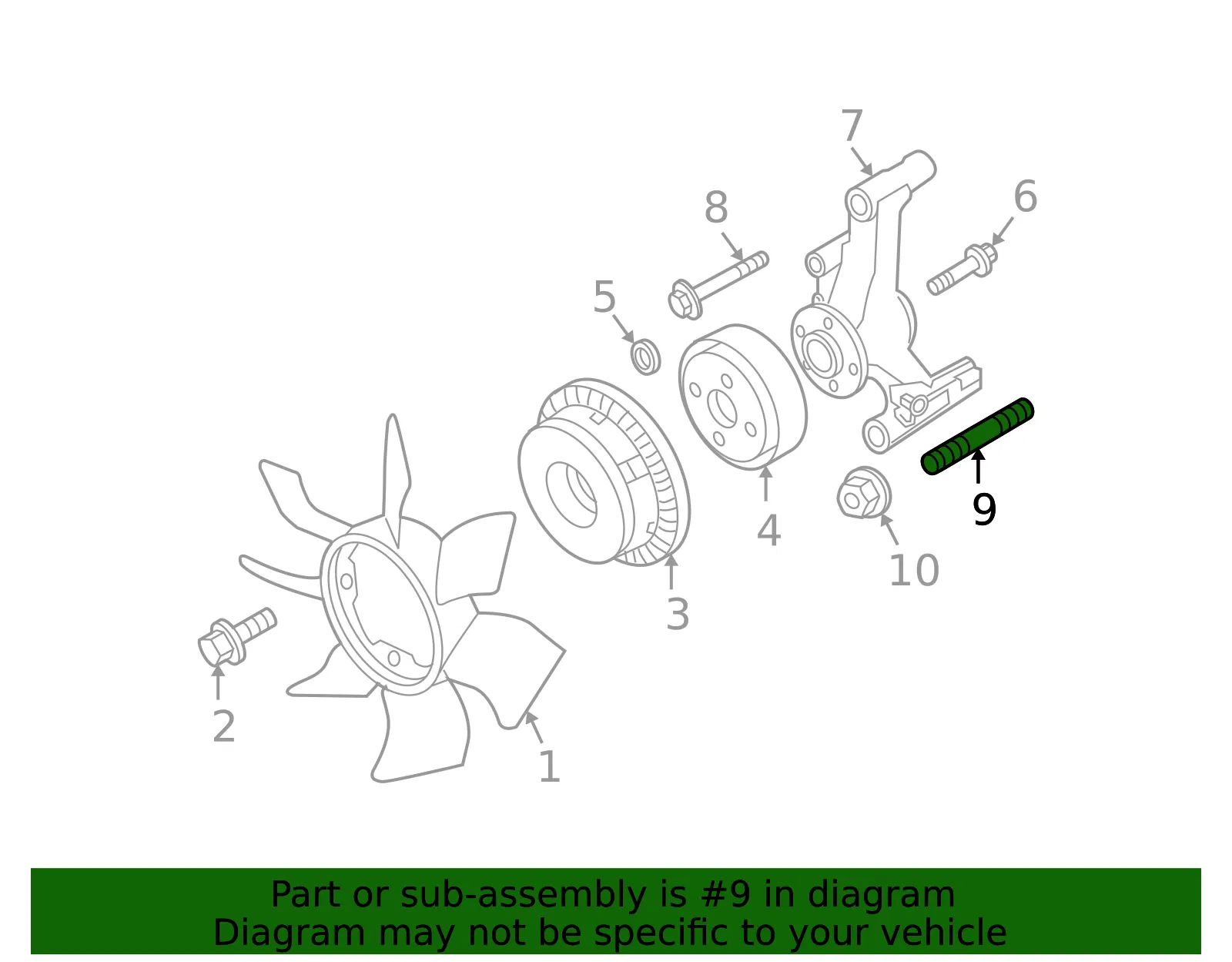 Engine Cooling Fan Clutch Stud - Nissan (08237-08510) - view 2