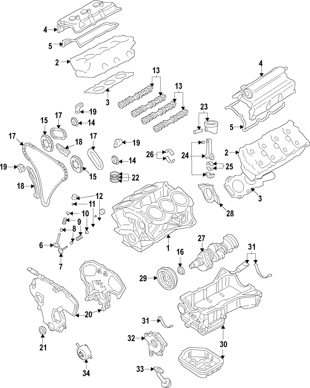 Engine Crankshaft Main Bearing - Nissan (12207-6TA2B)