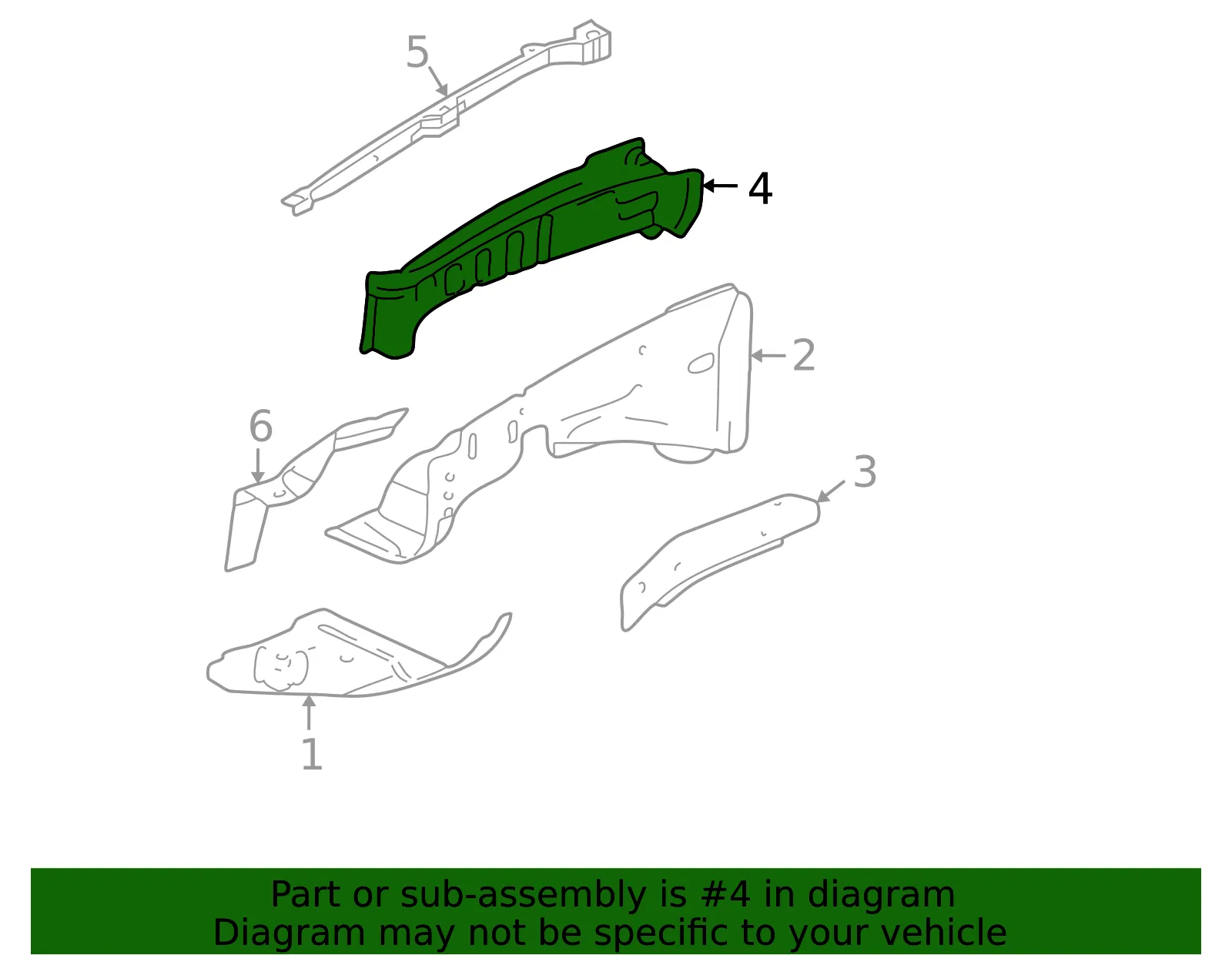 Driver Side Front Engine Compartment Upper Rail - GM (12478029) - view 2