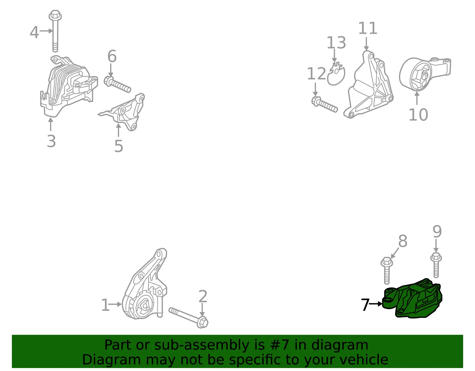 Driver Side Automatic Transmission Mount - GM (13248548) - view 4