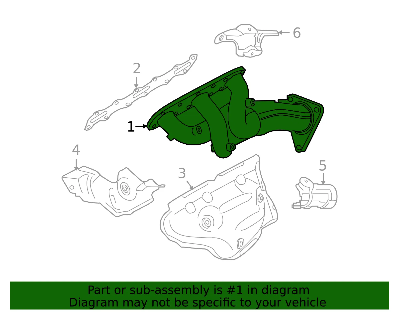 Exhaust Manifold - Passenger Side (RH) - Nissan (14002-EY01A) - view 2