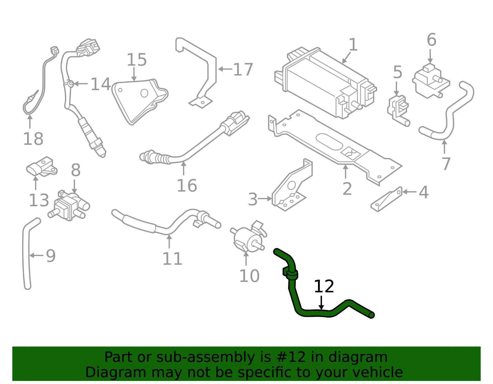 Solenoid Valve Tube - Passenger Side (RH) - Nissan (14912-1LA3C) - view 2