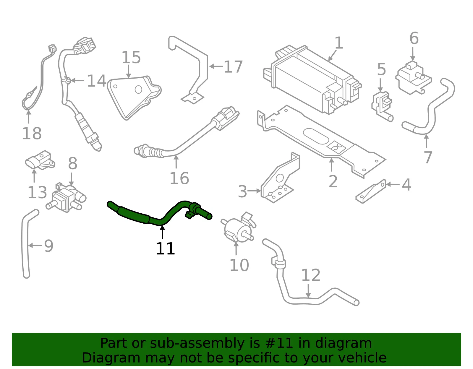 Solenoid Valve Tube - Driver's Side (LH) - Nissan (14912-1LA4B) - view 2