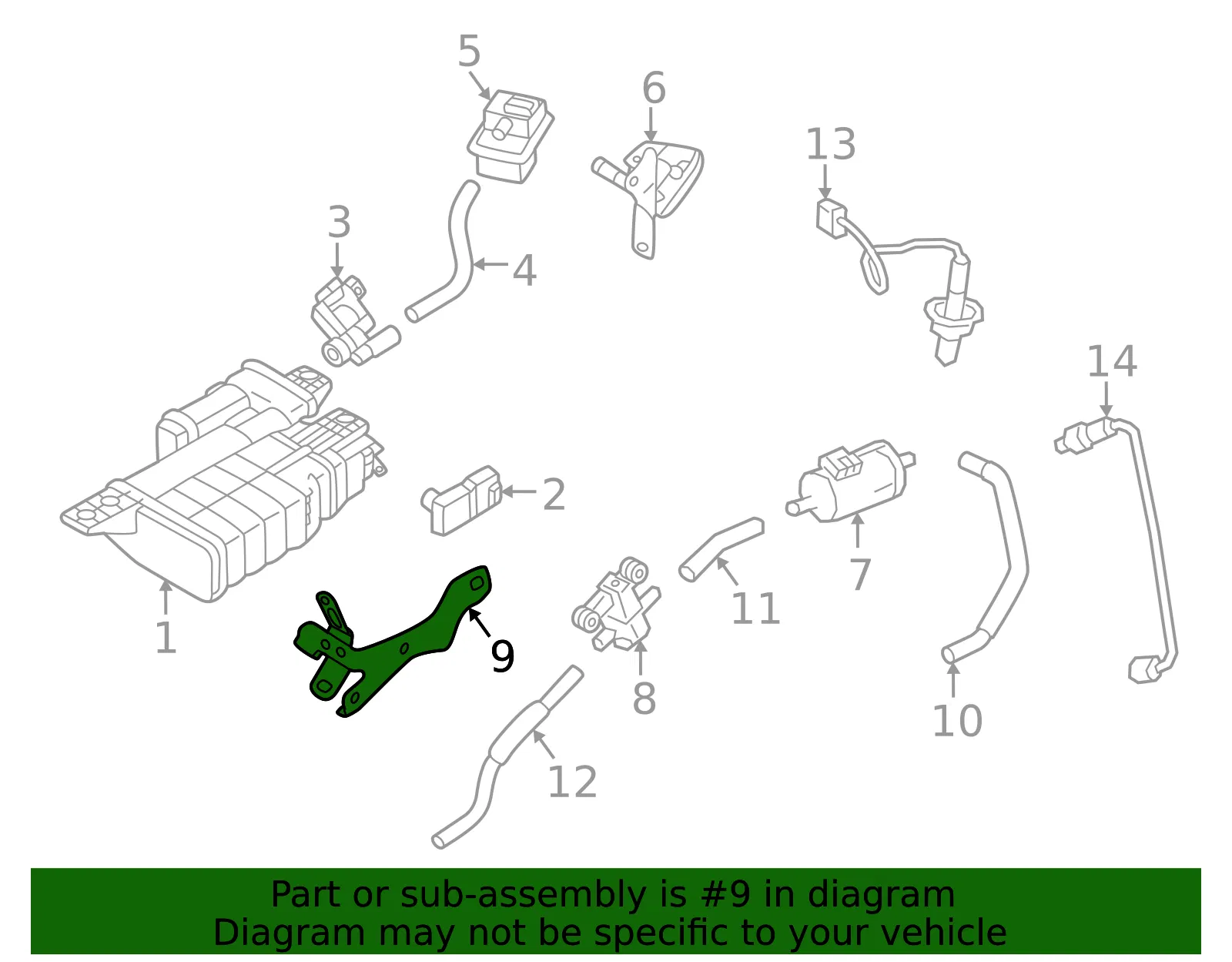 Vapor Canister Purge Solenoid Bracket - Nissan (14932-6RA0A) - view 2