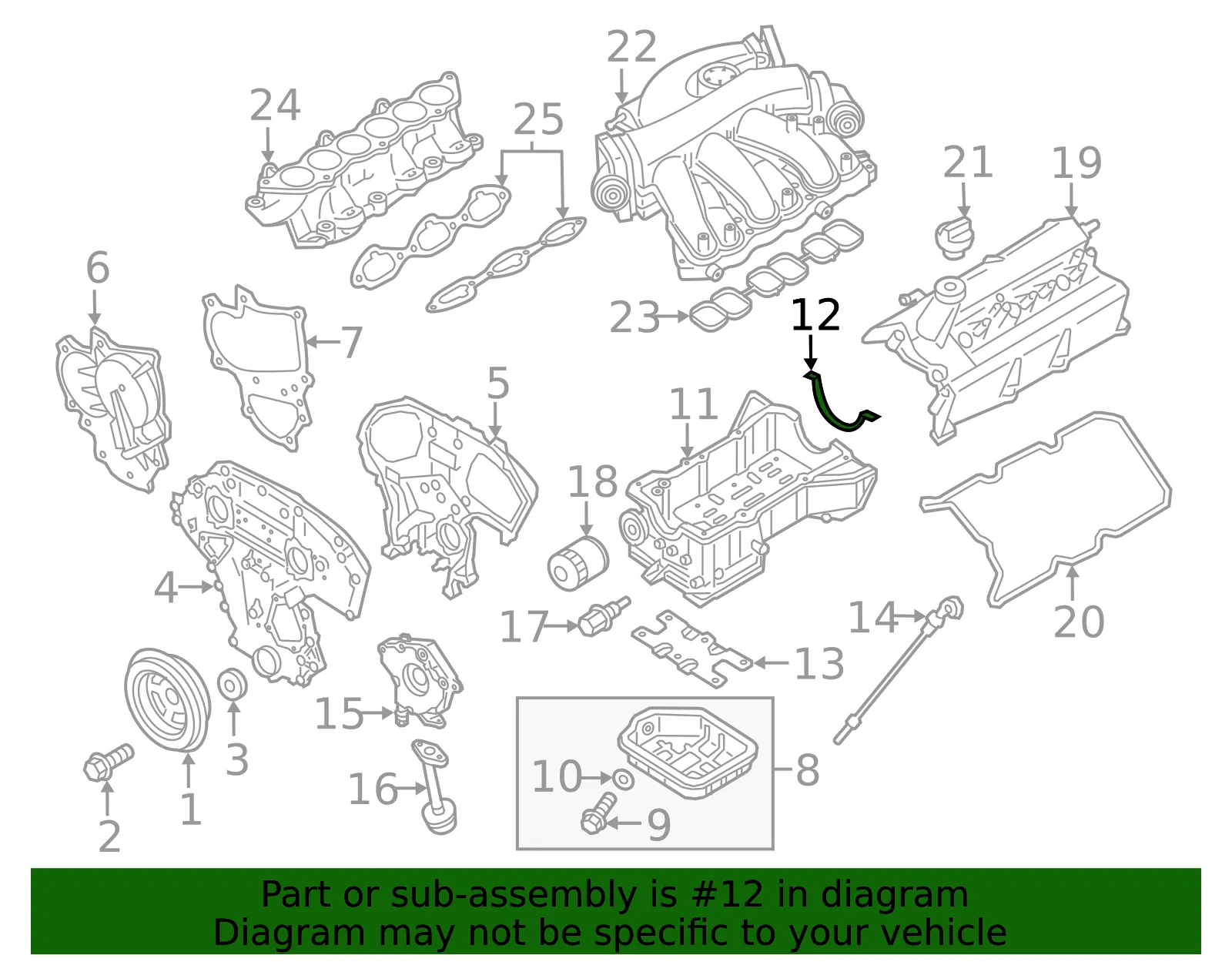 Engine Oil Pan Gasket - Nissan (15066-3TA0A) - view 2