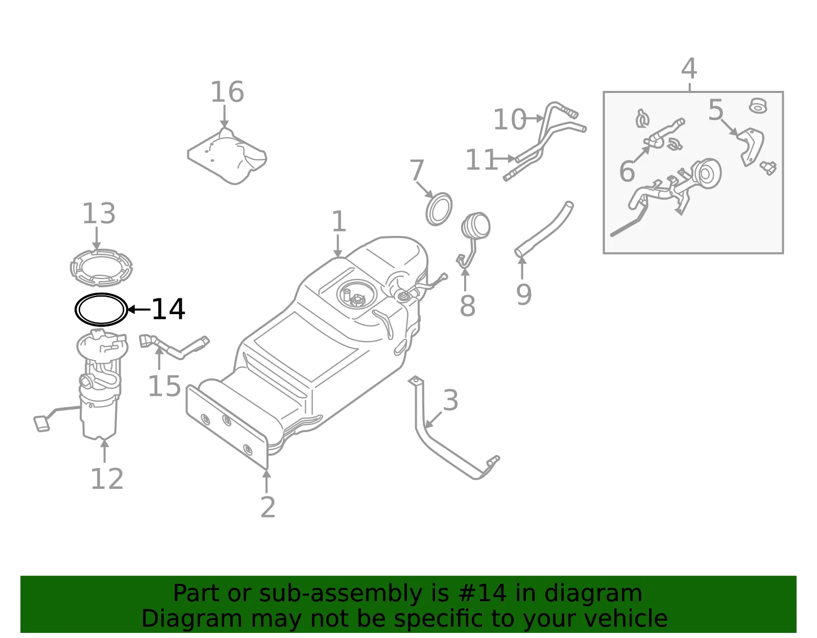 Fuel Pump Gasket - Nissan (16618-9BT2A) - view 2