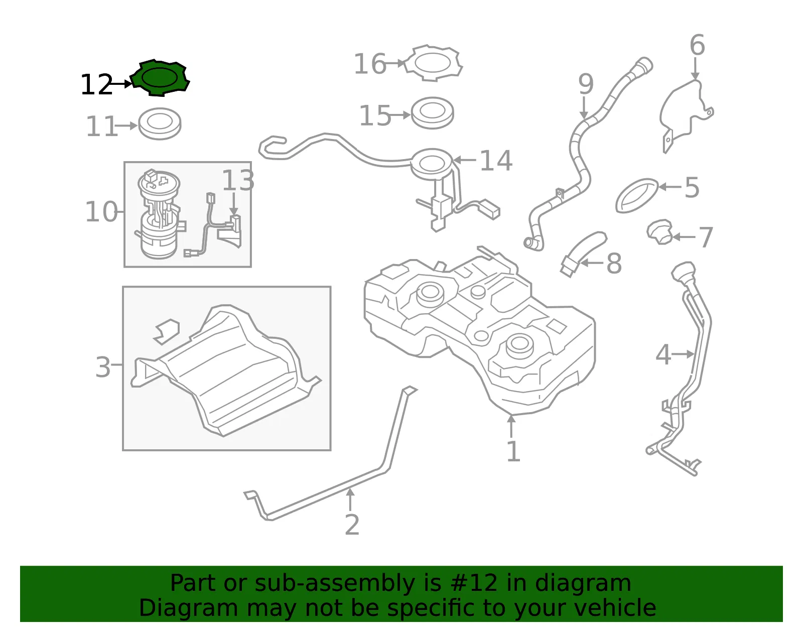 Fuel Tank Sending Unit Lock Ring - Nissan (17343-6FK0A) - view 2