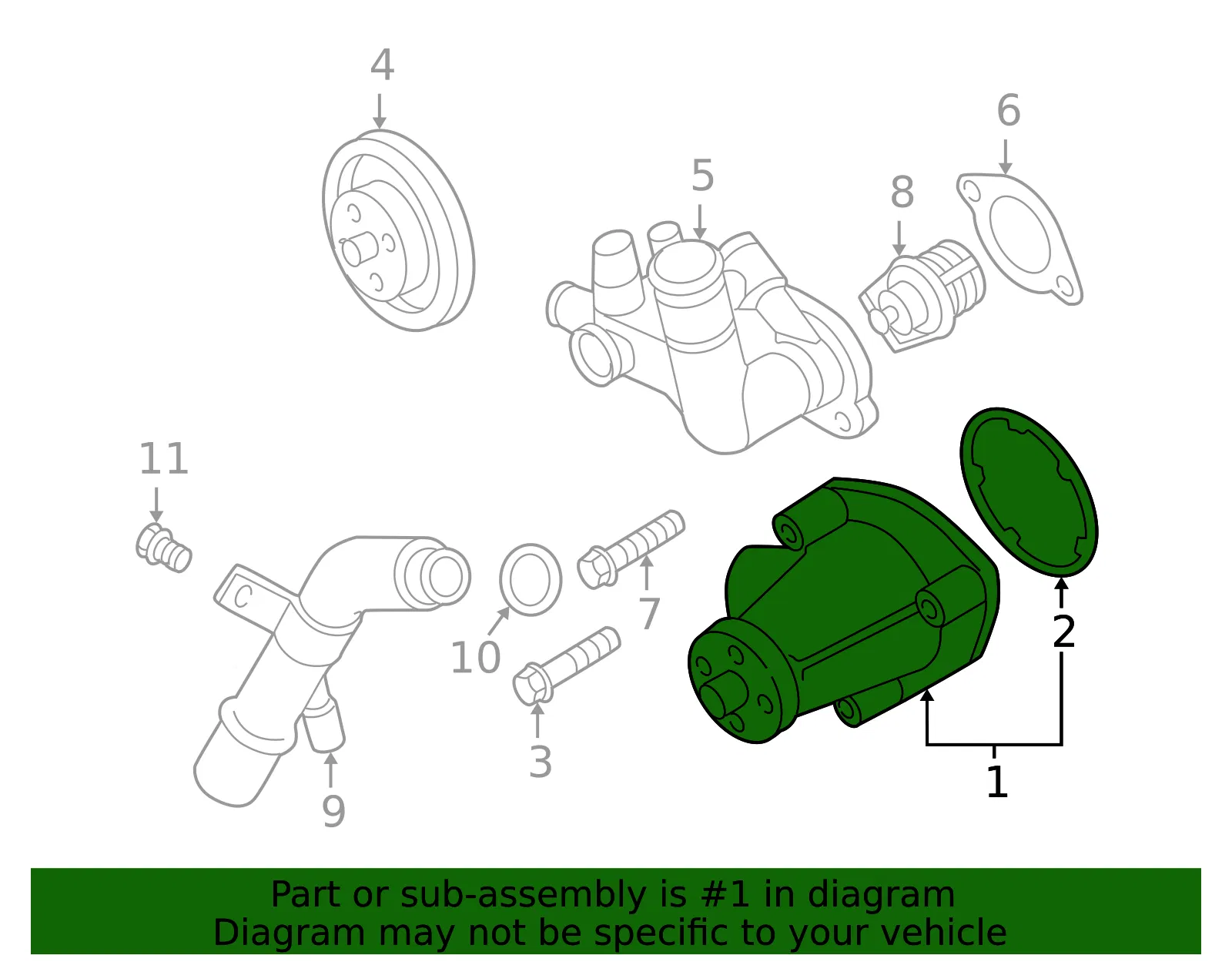 Water Pump Assembly - Mazda (1f0015010) - view 2