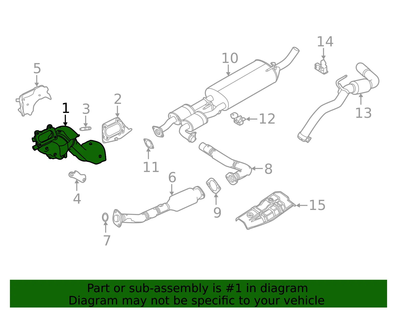 Catalytic Converter With Integrated Exhaust Manifold - Nissan (208B3-9BK0A) - view 2
