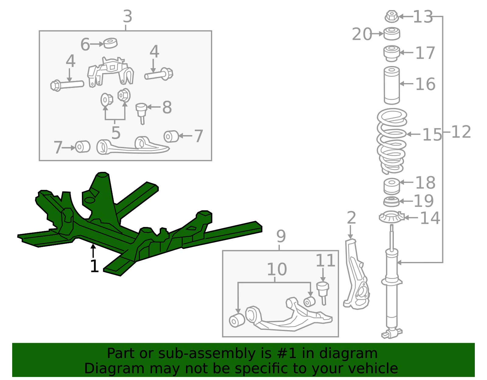 Front Engine Cradle - GM (20911365) - view 3