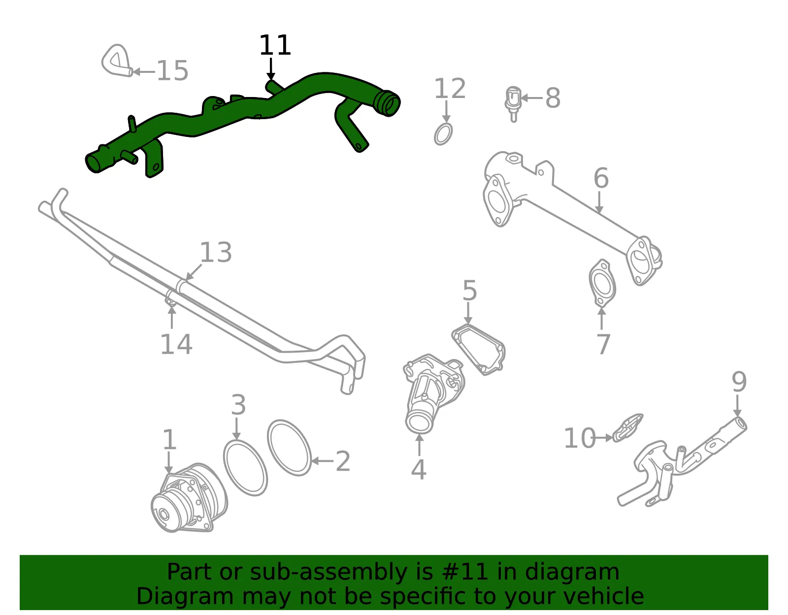 Engine Coolant Pipe - Nissan (21021-9BU0A) - view 2