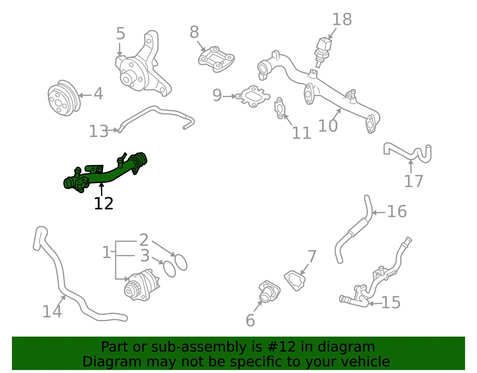 Engine Coolant Bypass Pipe - Nissan (21021-AC70A) - view 2