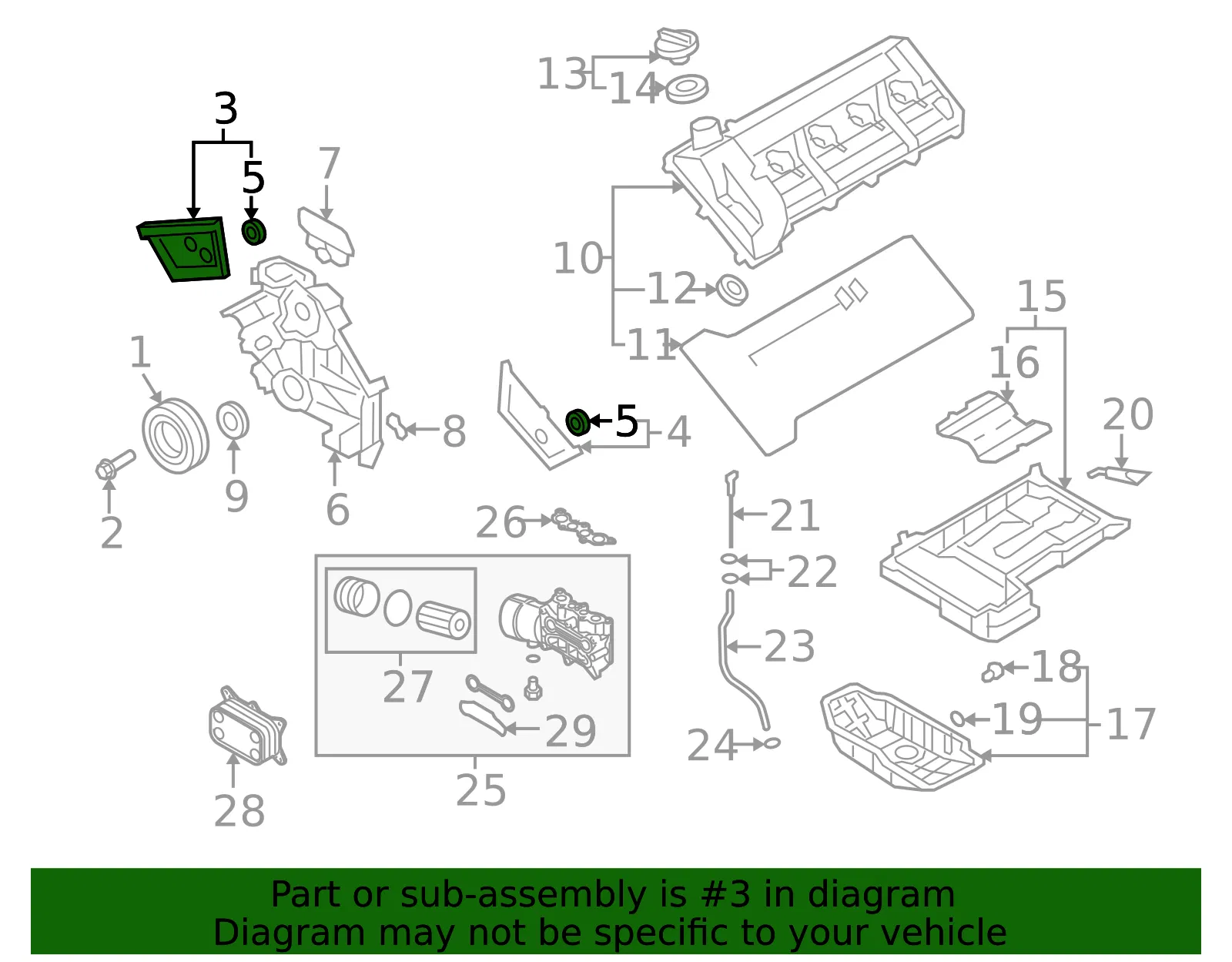 Upper Timing Cover - Kia (21370-3F300) - view 2