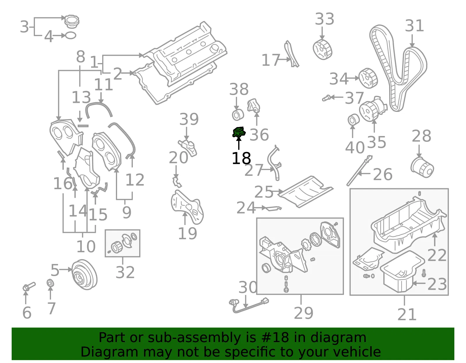 Inner Timing Cover - Driver's Side (LH) - Kia (21392-39501) - view 2