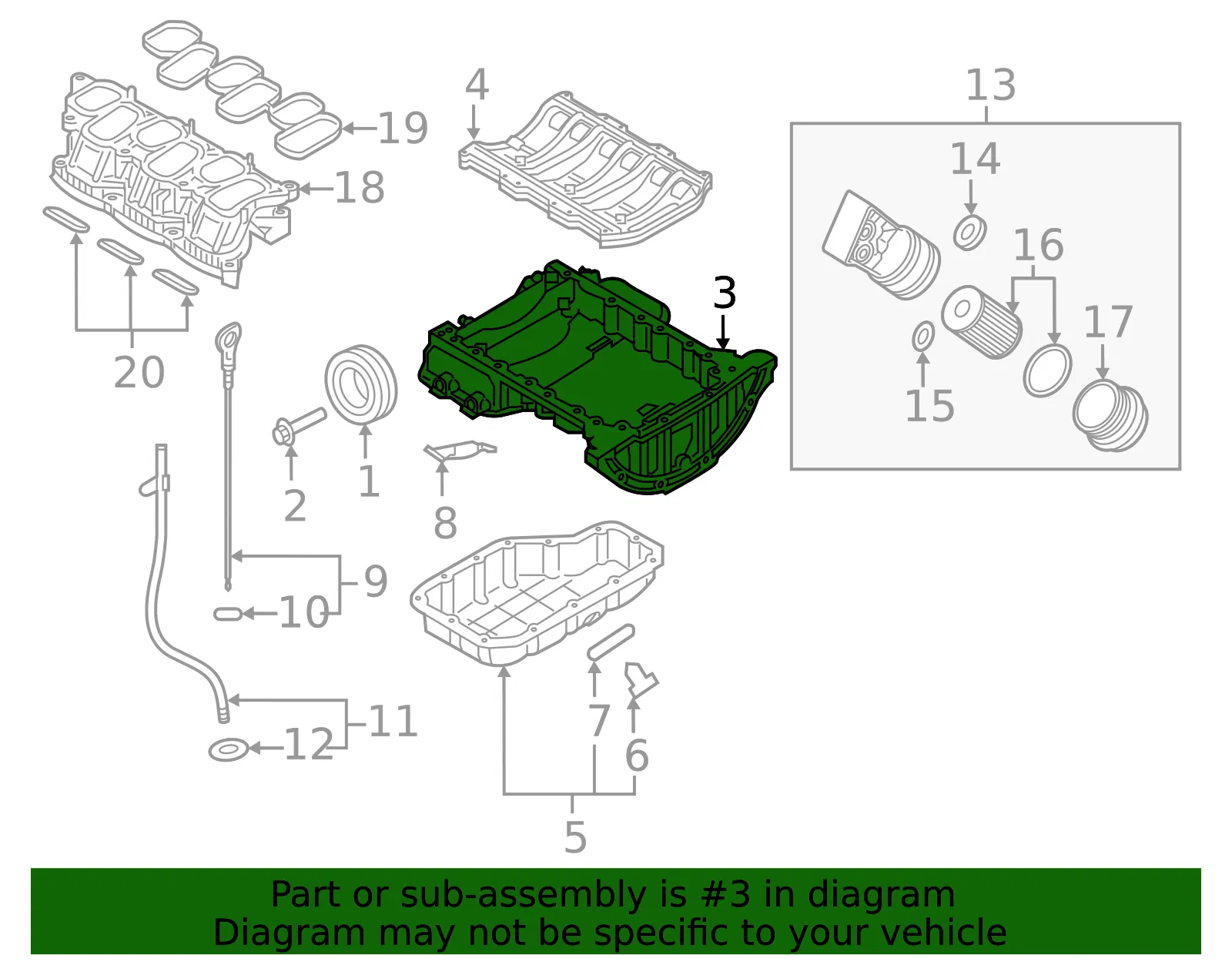 Oil Pan - Kia (21520-3CEA3) - view 2