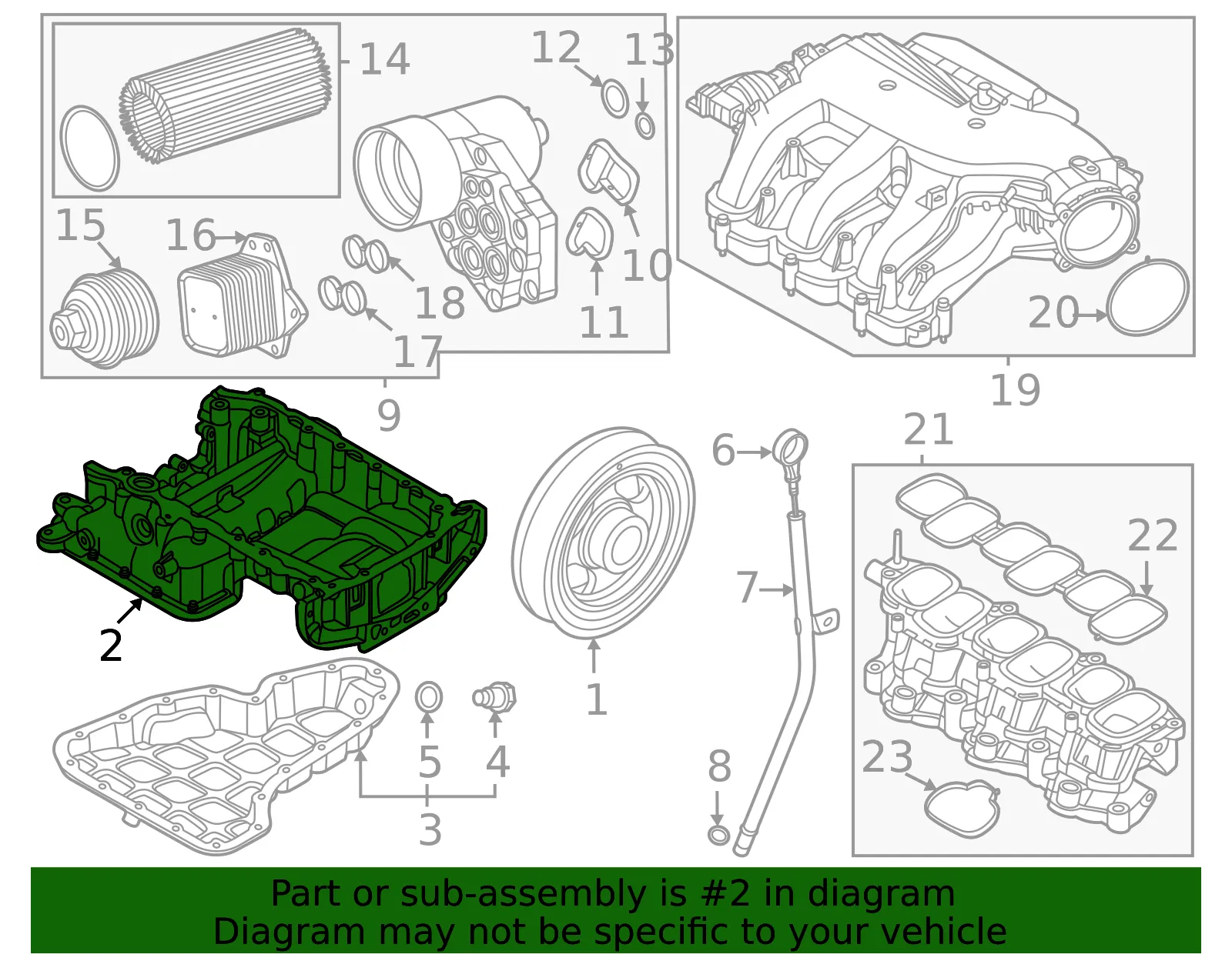 Upper Oil Pan - Kia (21520-3N310) - view 2