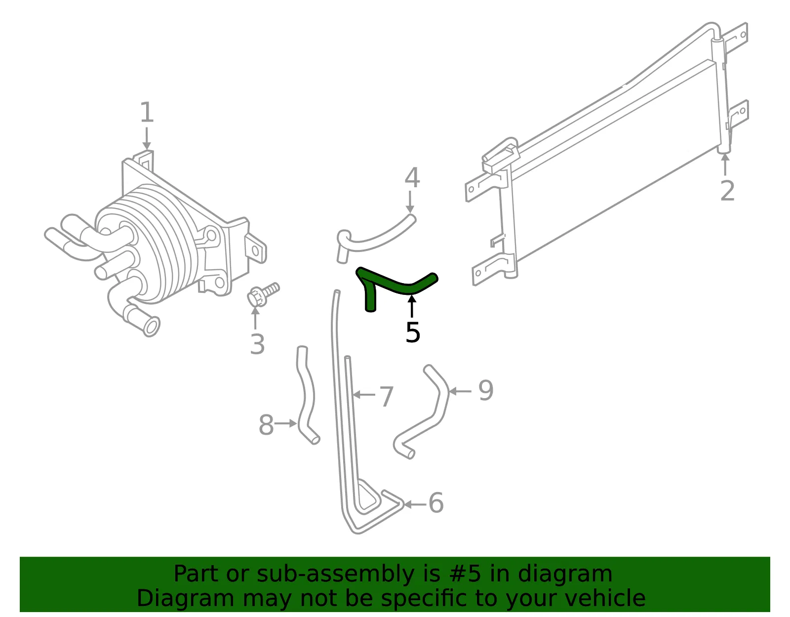 Automatic Transmission Oil Cooler Hose - Nissan (21634-1LA1A) - view 2