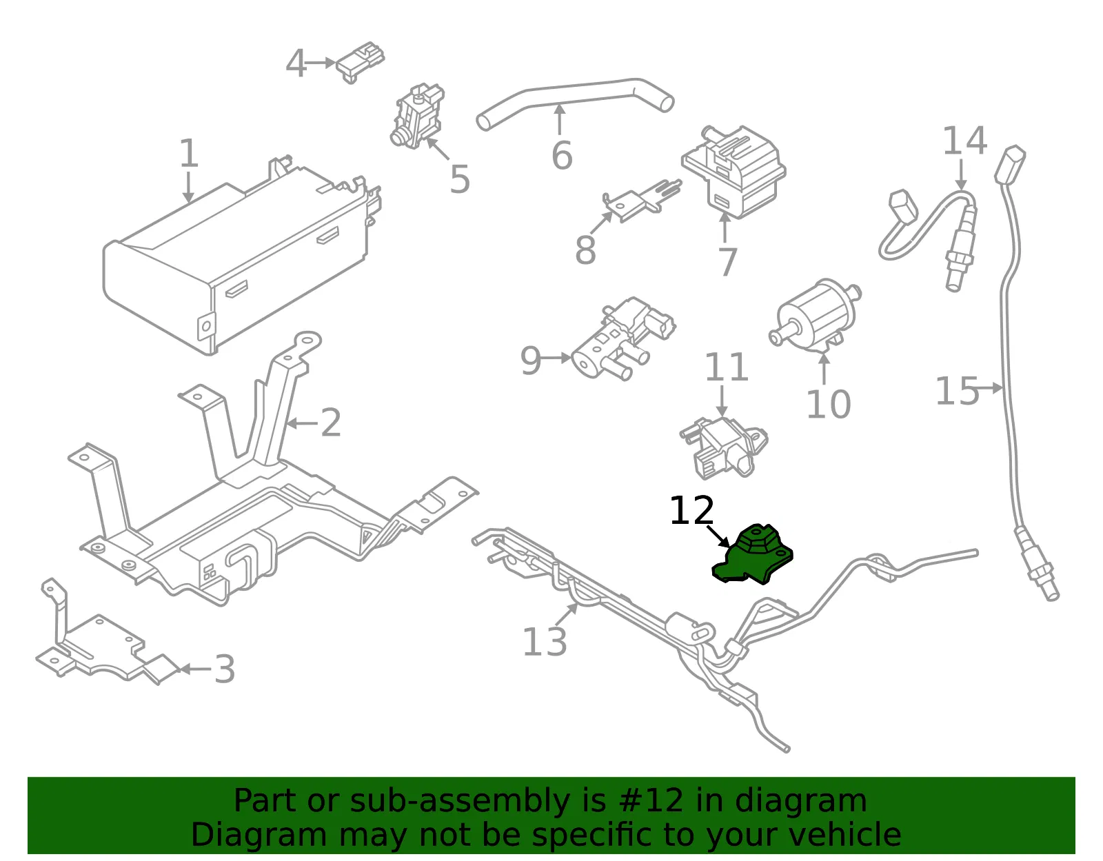 Vapor Canister Purge Solenoid Bracket - Nissan (22316-6KA0A) - view 2
