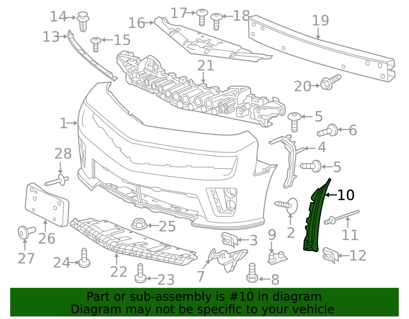Passenger Side Engine Compartment Panel Extension - GM (22895340) - view 5