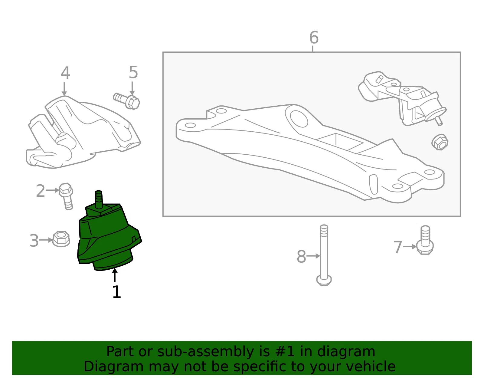 Driver Side Engine Mount - GM (22957033) - view 6