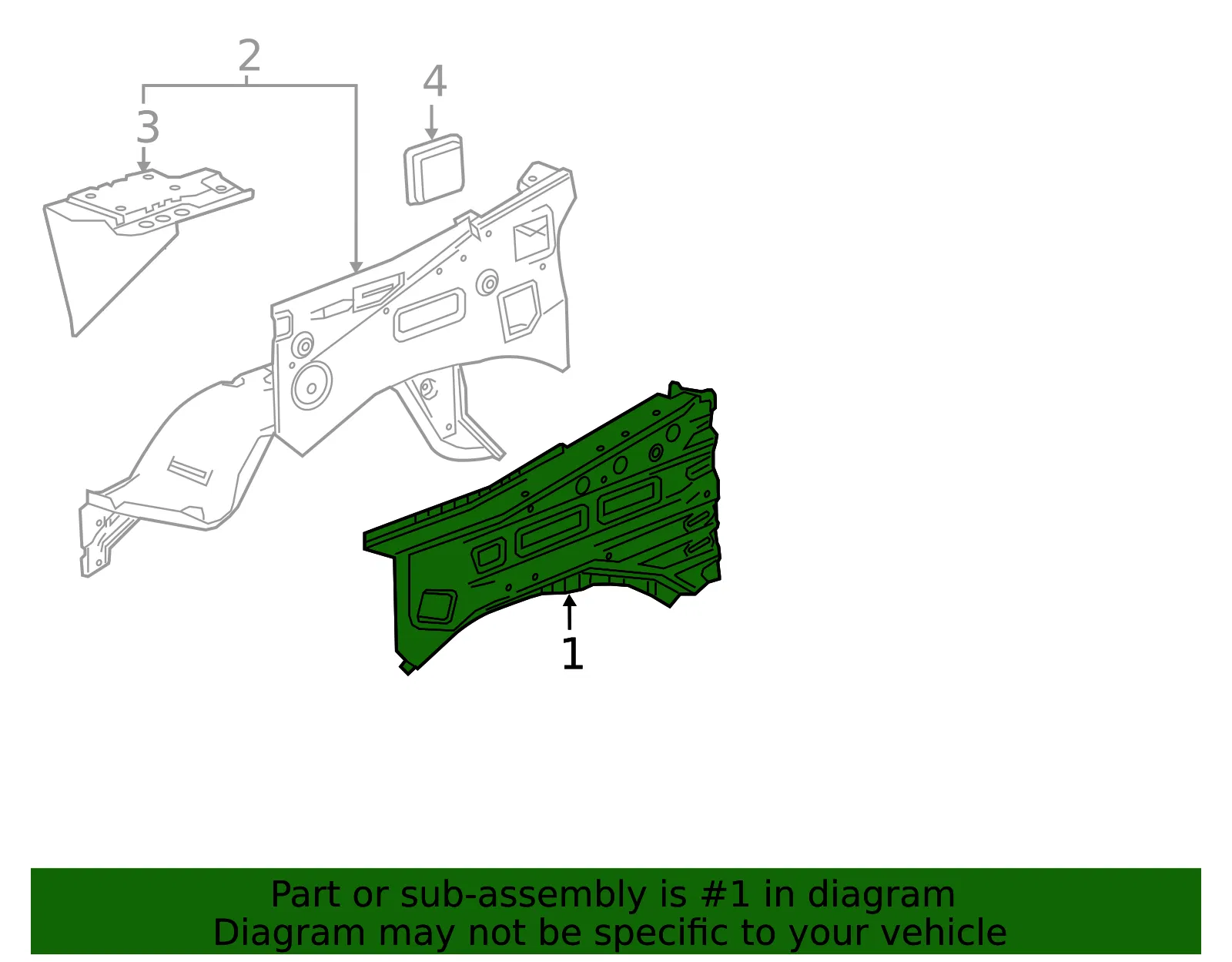 Driver Side Front Engine Compartment Upper Rail - GM (23229849) - view 5