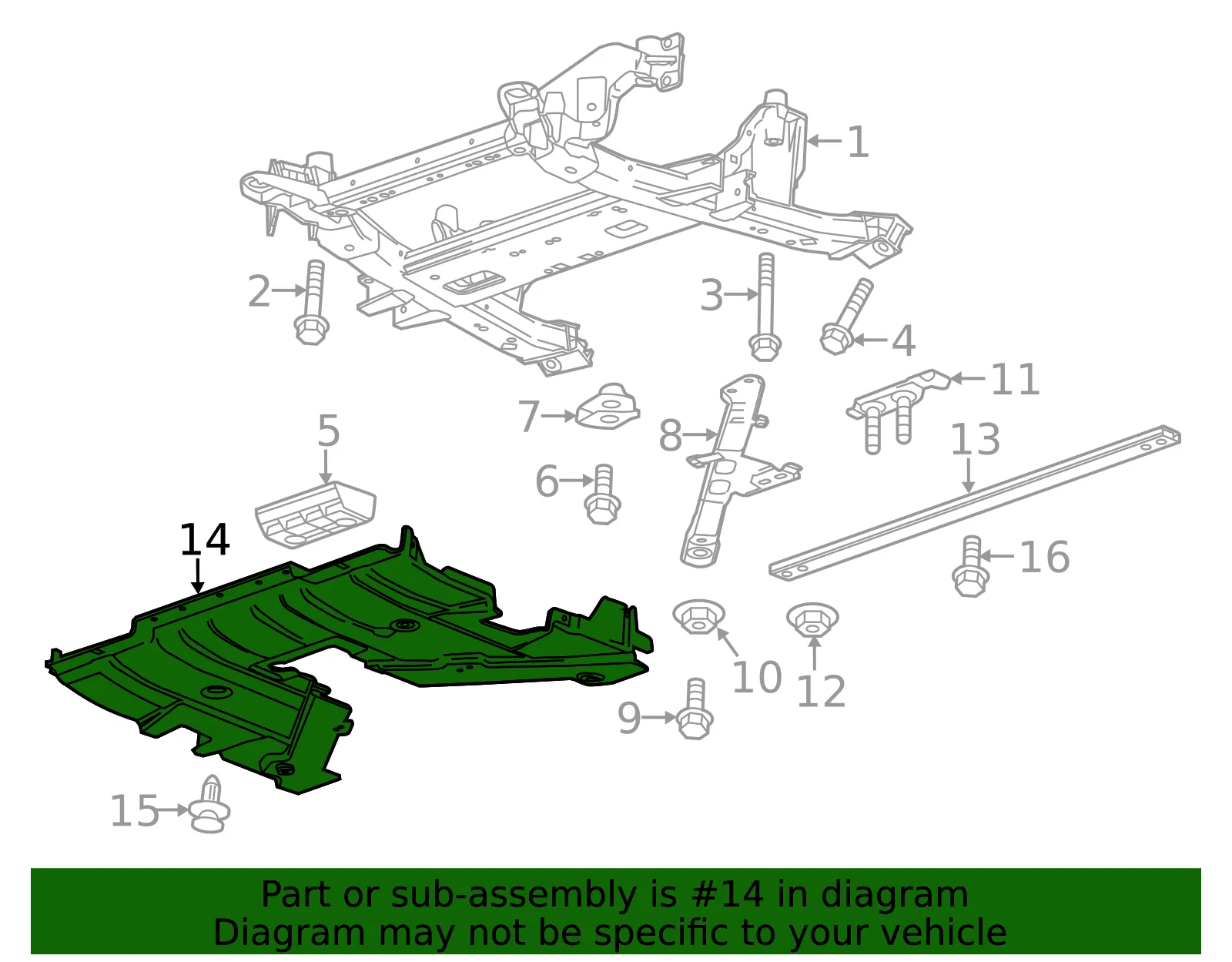 Engine Compartment Lower Noise Shield - GM (23334083) - view 4