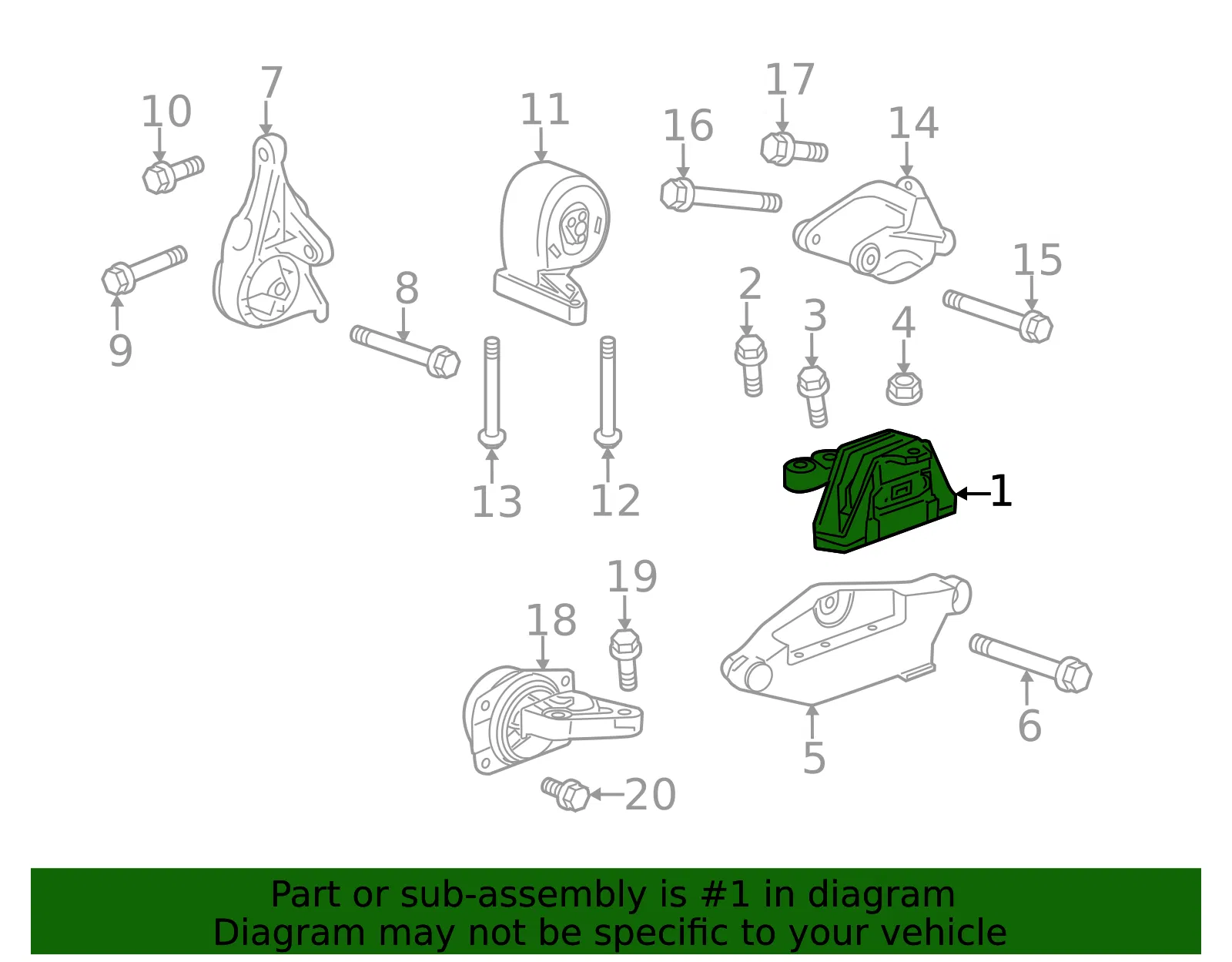 Passenger Side Engine Mount - GM (25778693) - view 6