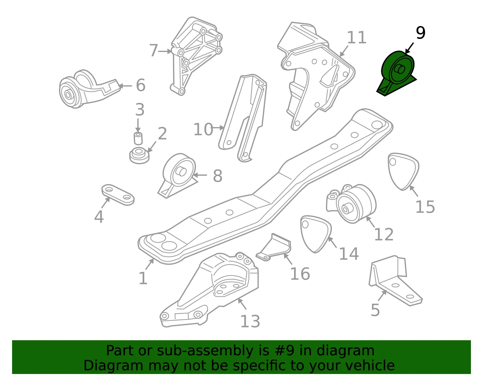 Automatic Transmission Mount - Volvo (30611465) - view 3