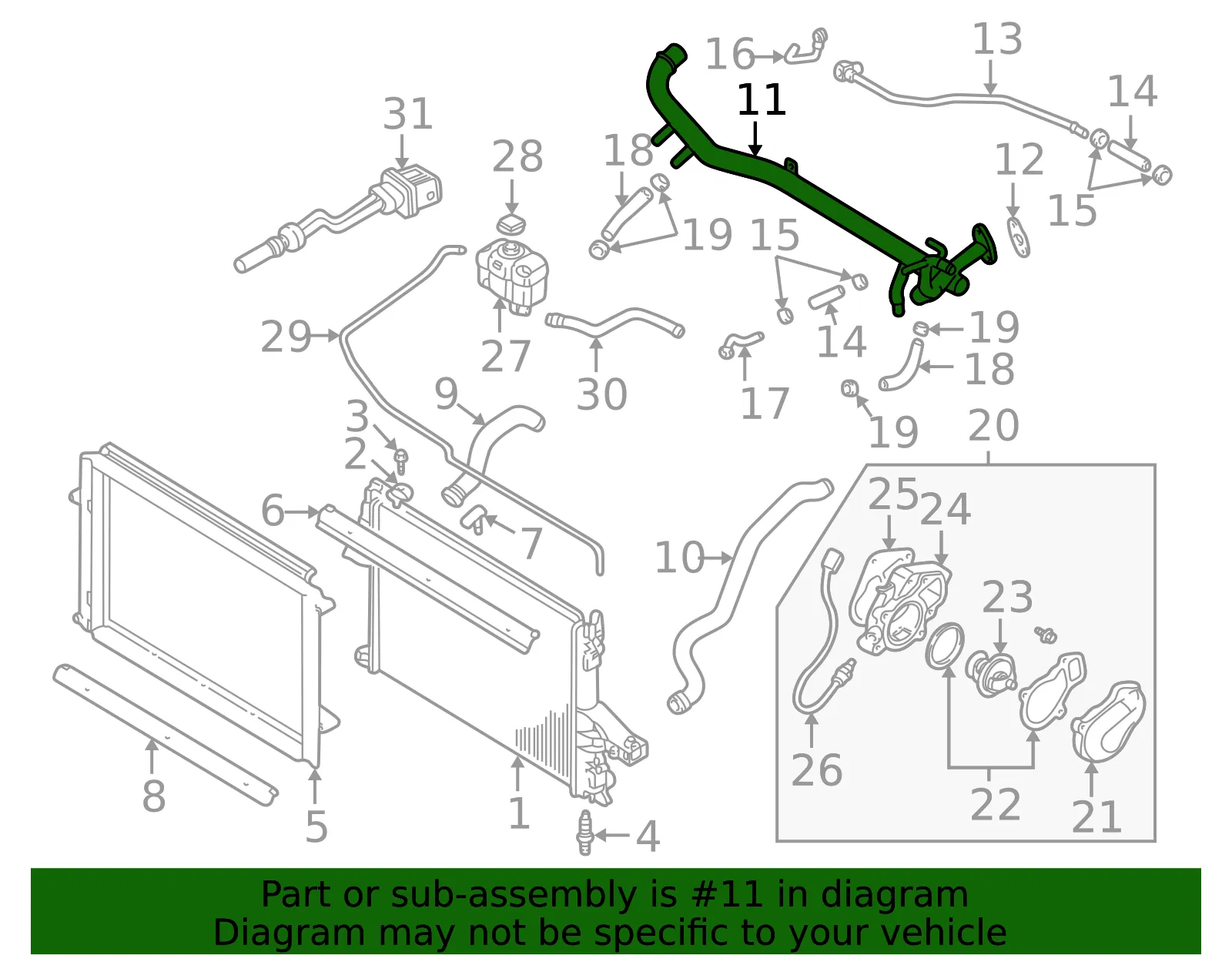 Engine Coolant Crossover Pipe - Volvo (30622021) - view 2