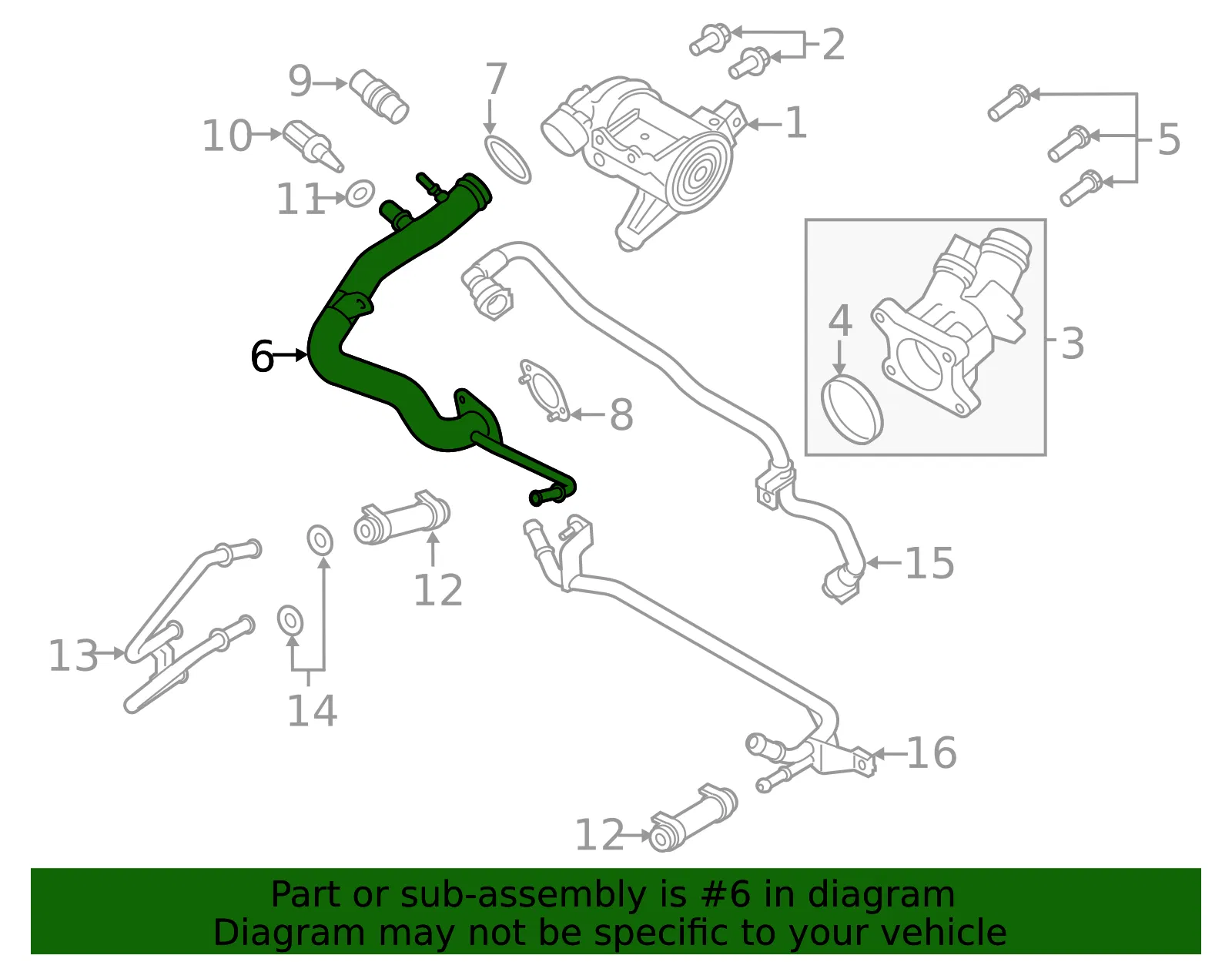 Engine Coolant Pipe - Volvo (31368460) - view 3