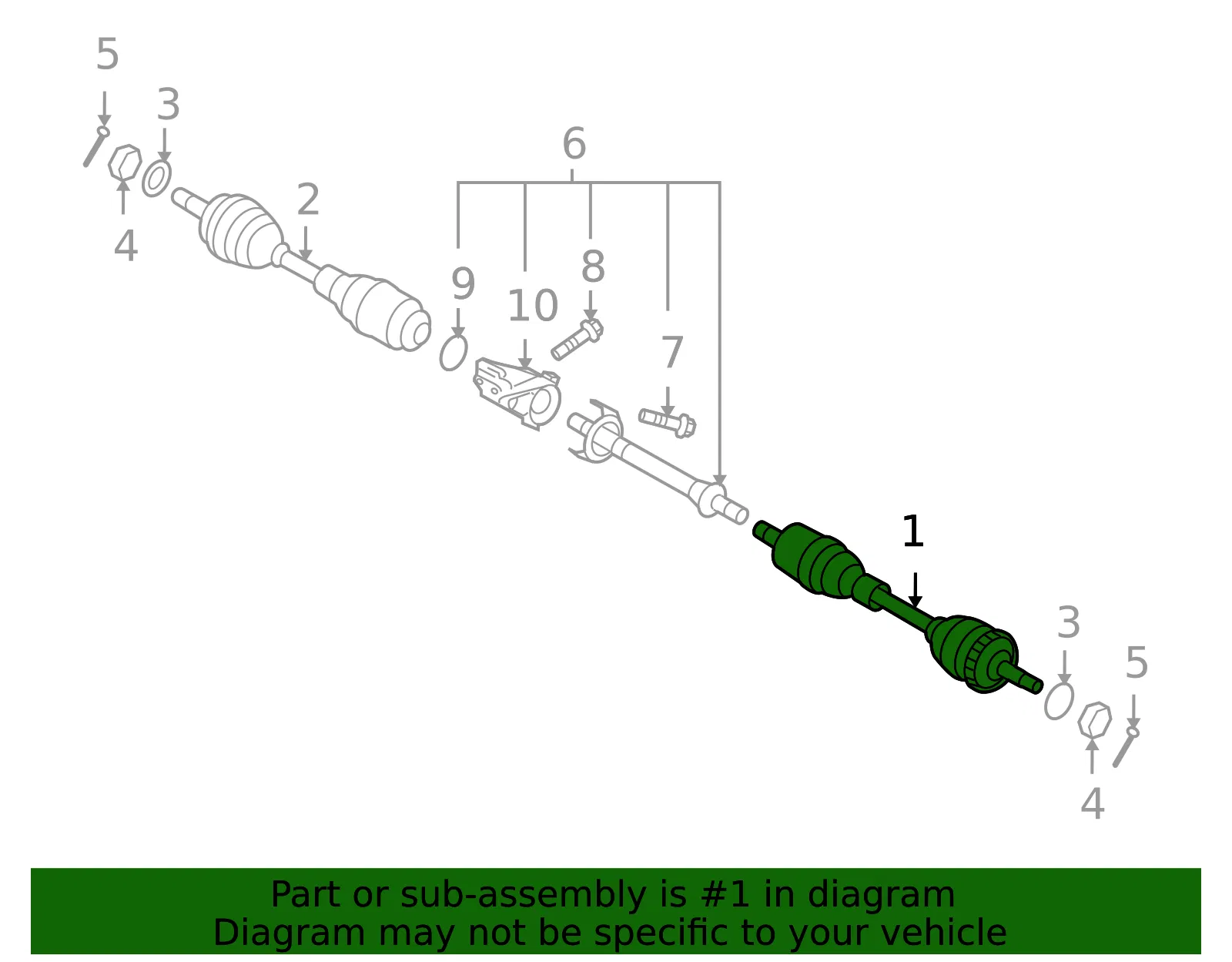 Drive Axle - Passenger Side (RH) - Kia (49500-3F750) - view 2