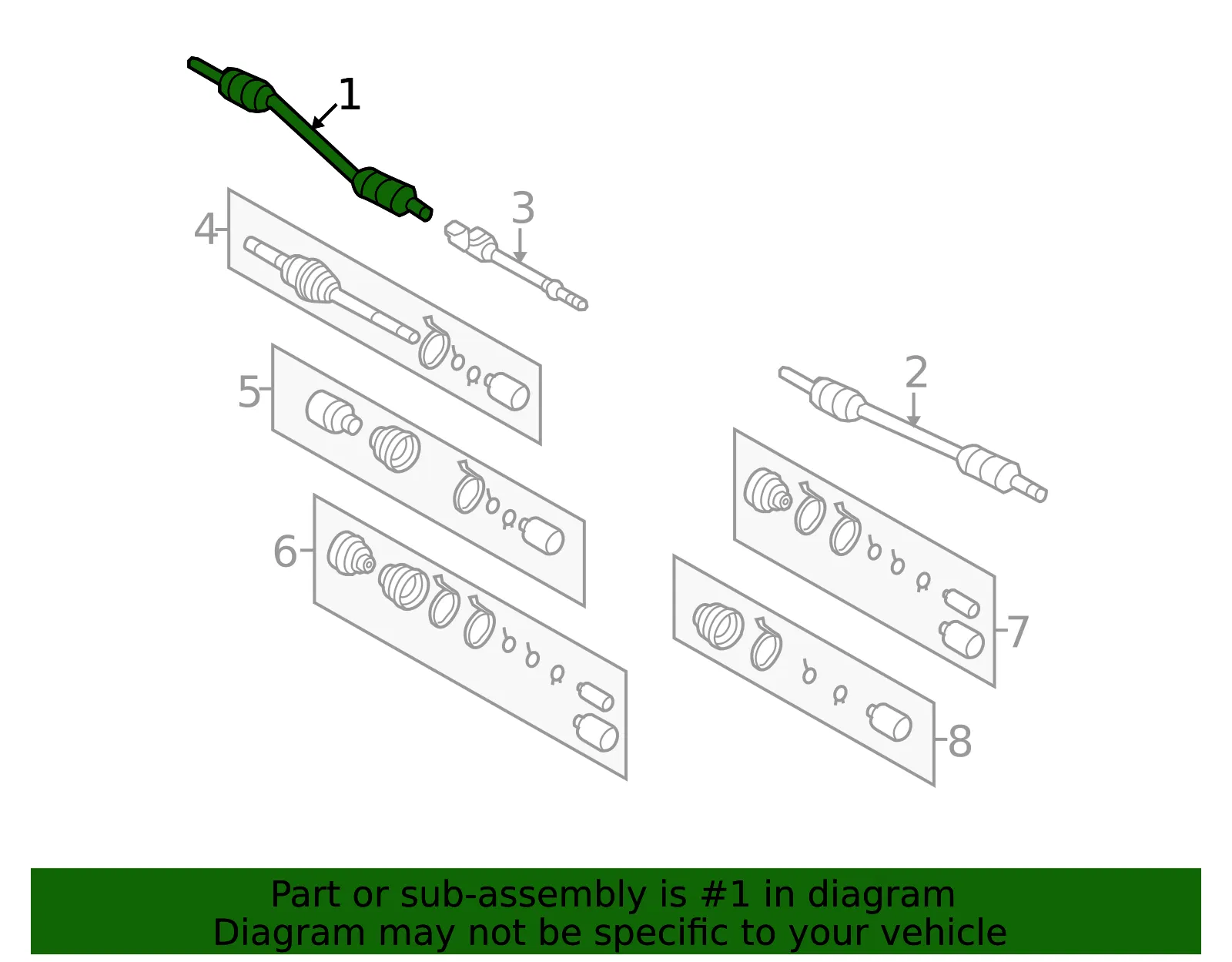 Axle Assembly - Passenger Side (RH) - Kia (49500-4D001) - view 2