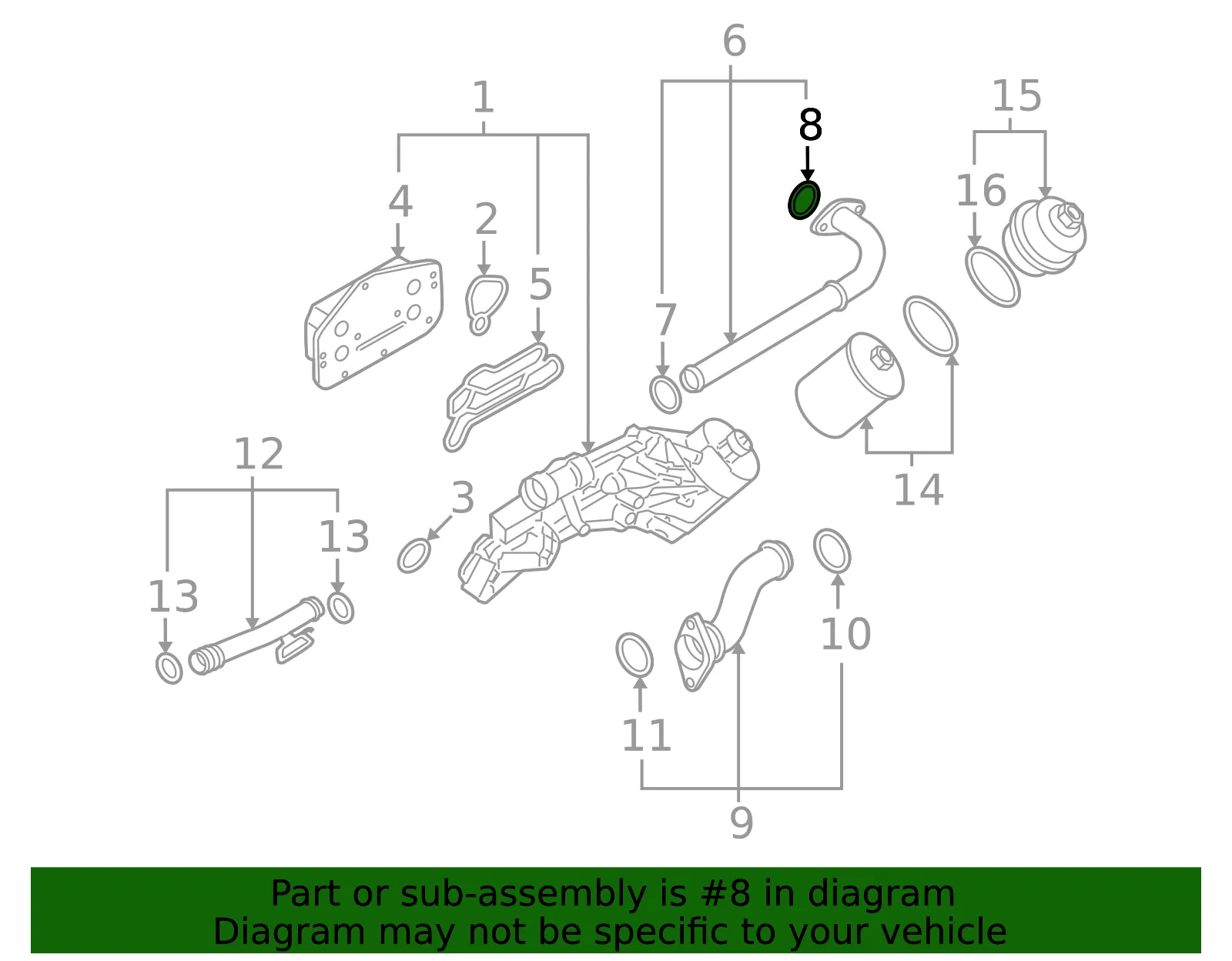 Engine Coolant Pipe O-Ring - GM (55354068) - view 5