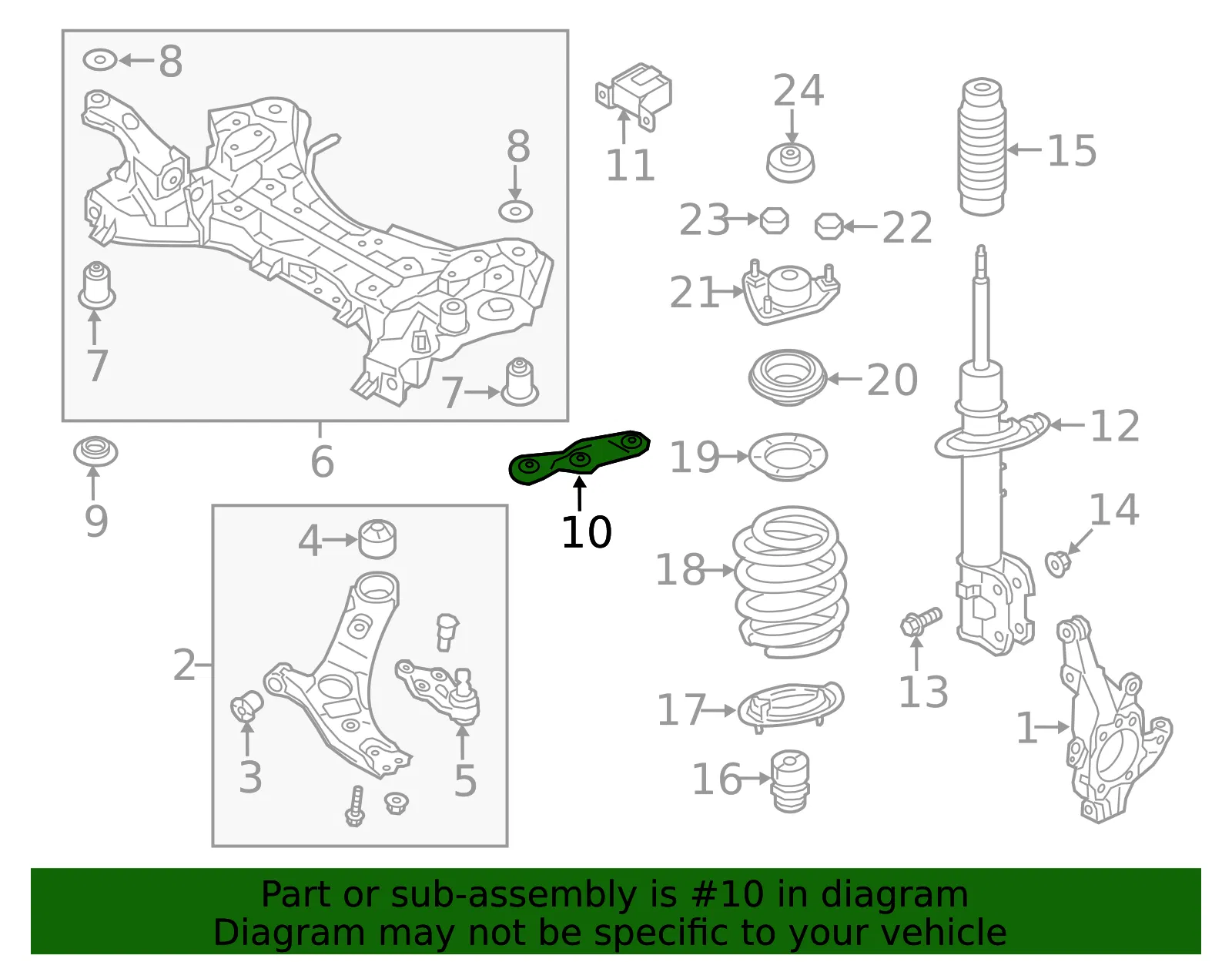 Engine Cradle Support Bracket - Driver's Side (LH) - Kia (62476-2P000) - view 2