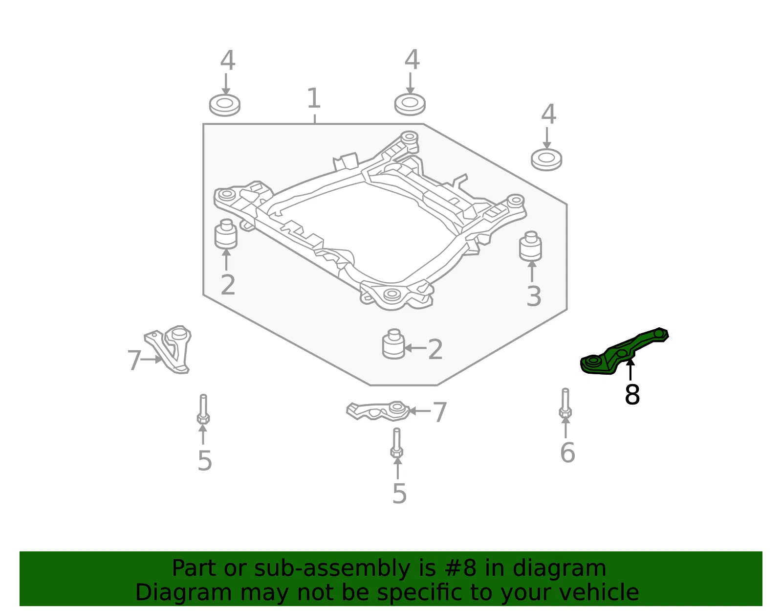 Engine Cradle Rear Bracket - Driver's Side (LH) - Kia (62487-4D100) - view 2