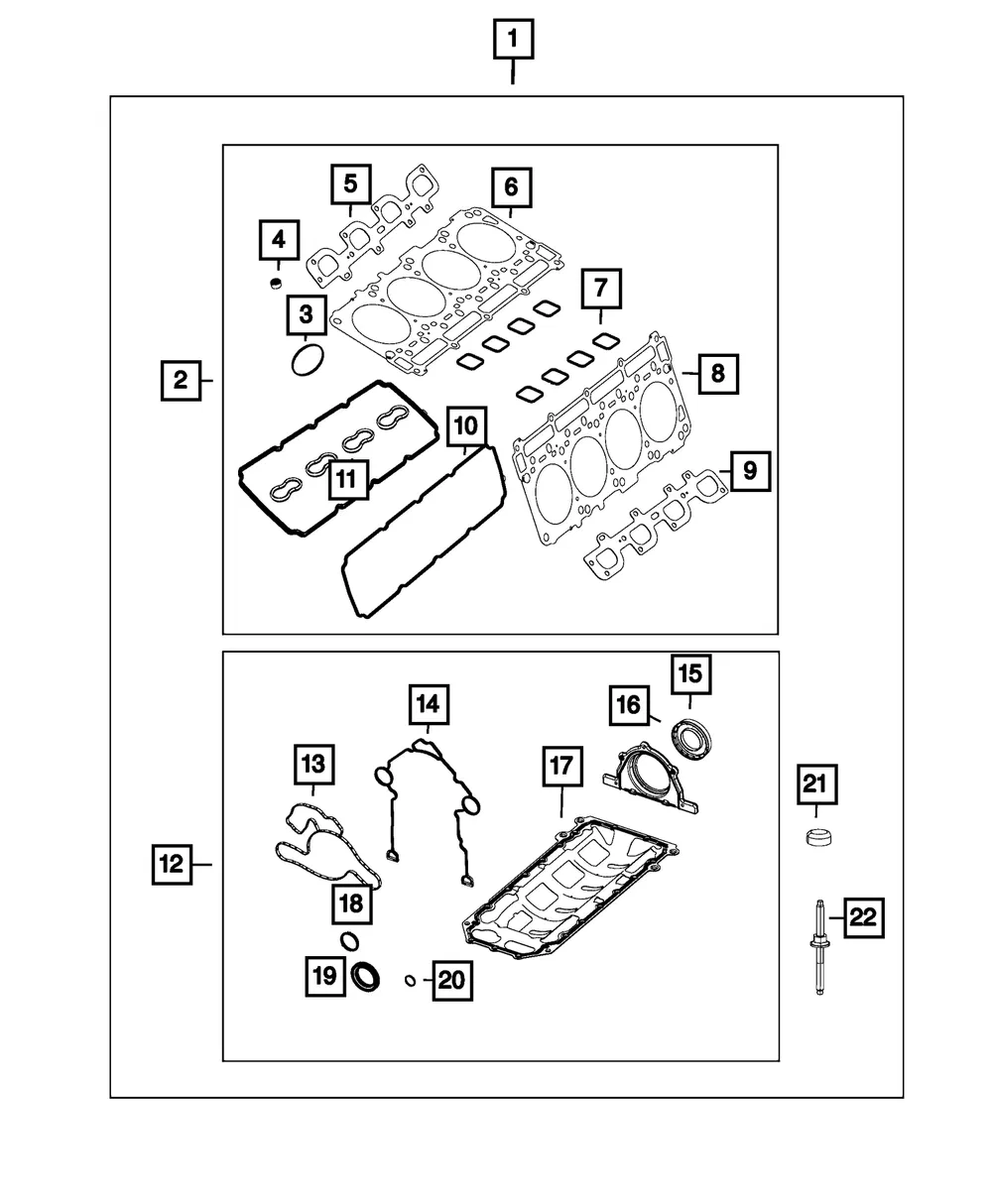 Long Block Engine Gasket Kit - Mopar (68294133ad)