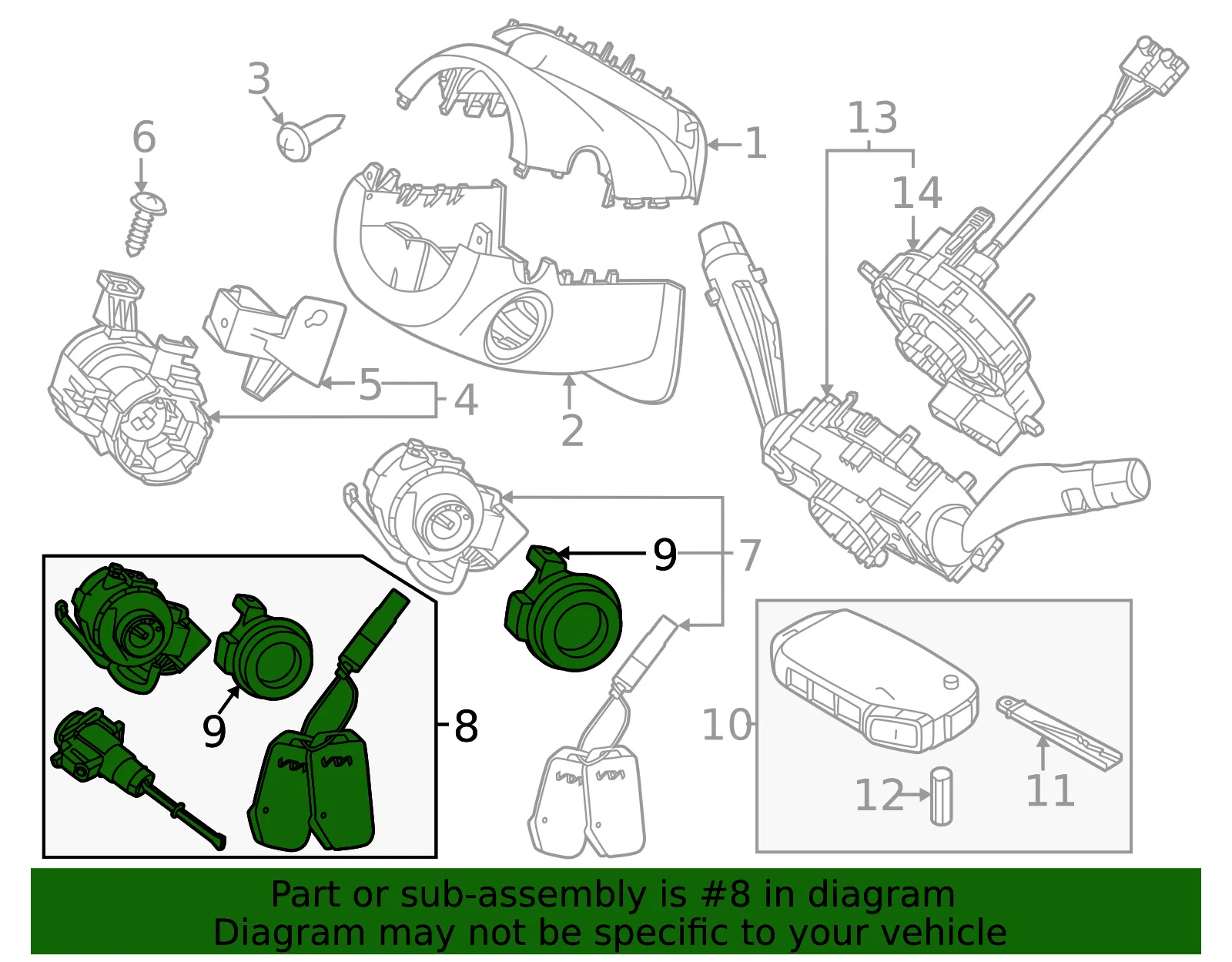 Cylinder & Keys - Kia (81905-AT030) - view 2