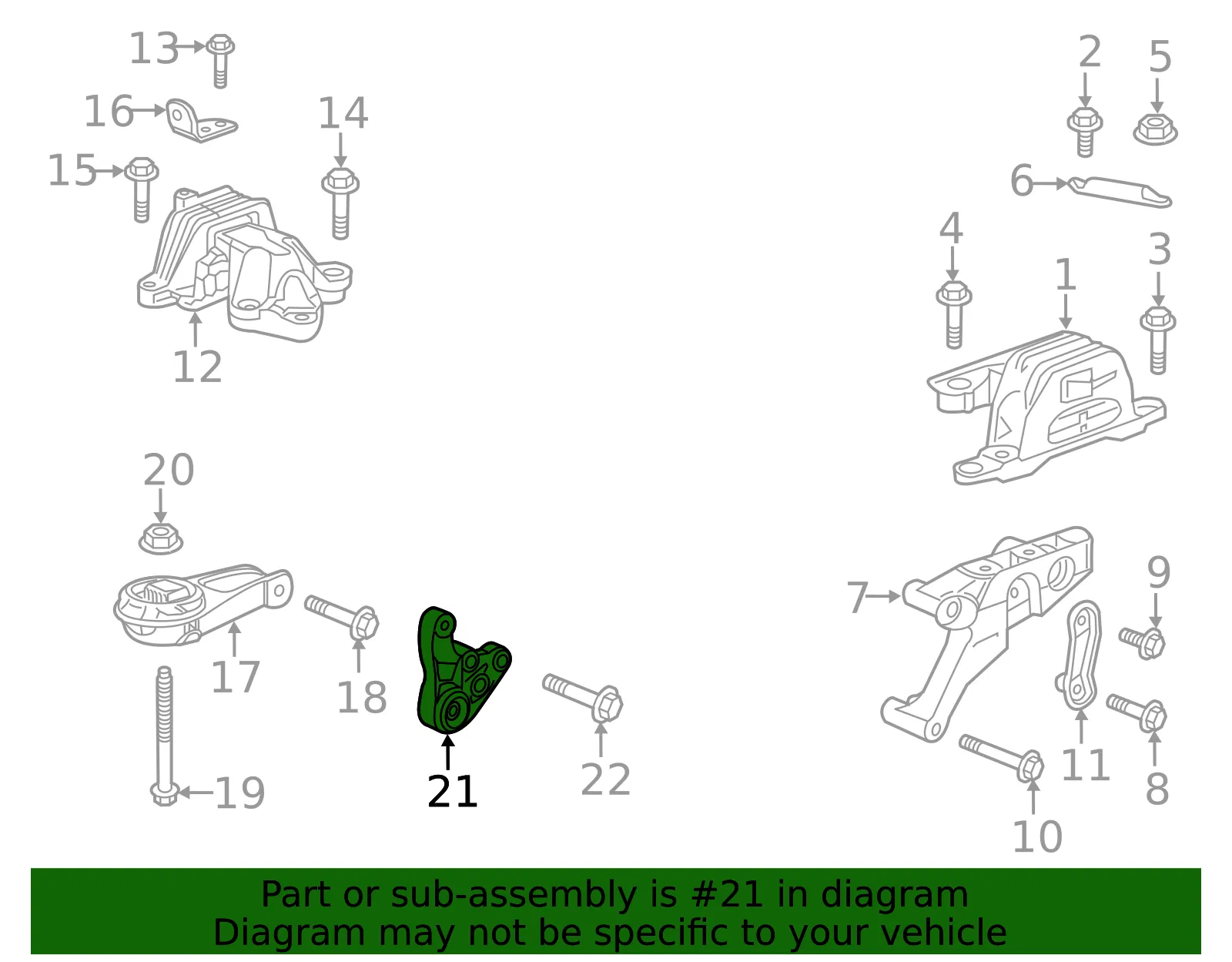 Automatic Transmission Mount Strut Bracket - GM (84027269) - view 5