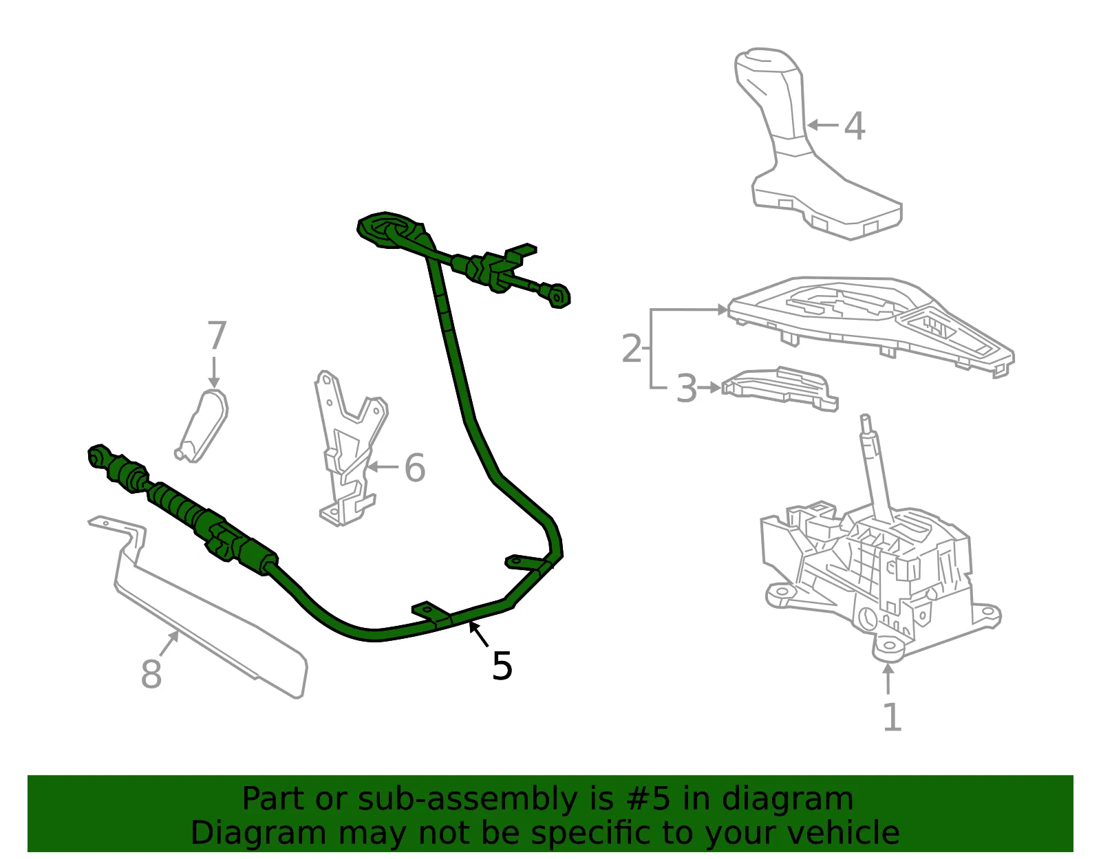 Automatic Transmission Range Selector Lever Cable - GM (84426693) - view 4