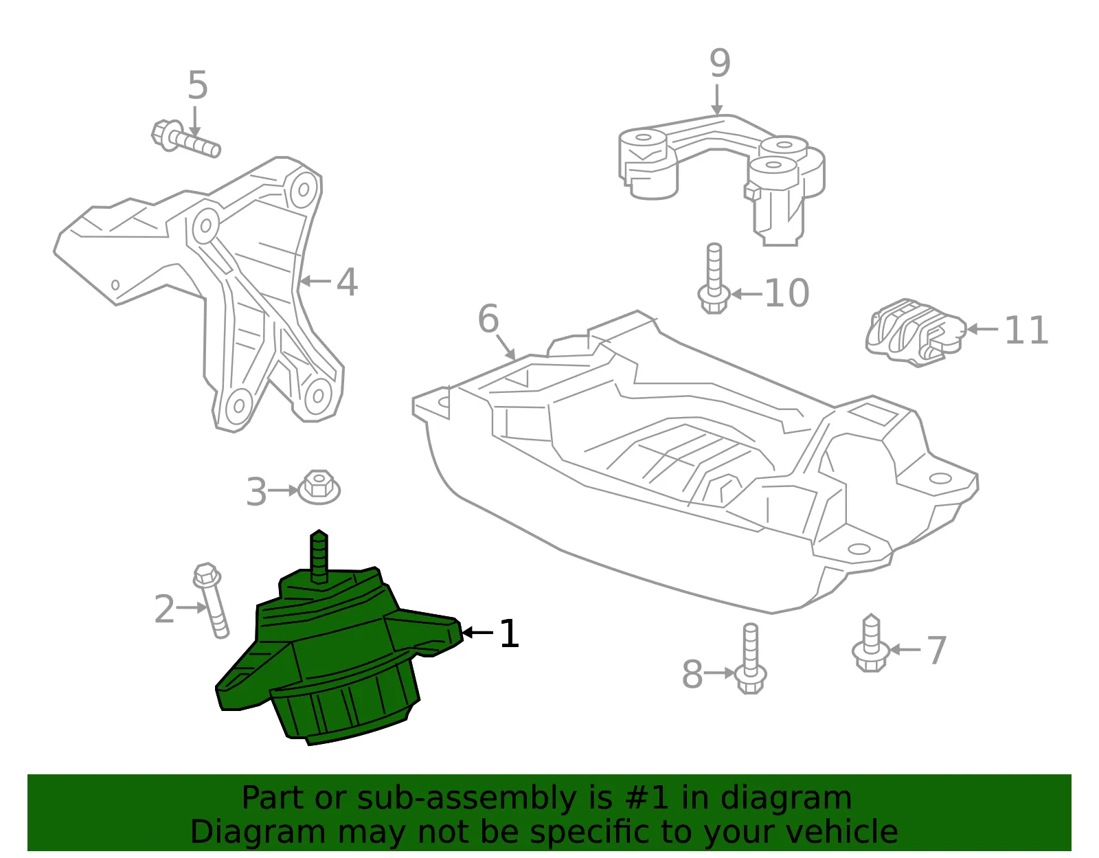 Passenger Side Engine Mount - GM (84850281) - view 7