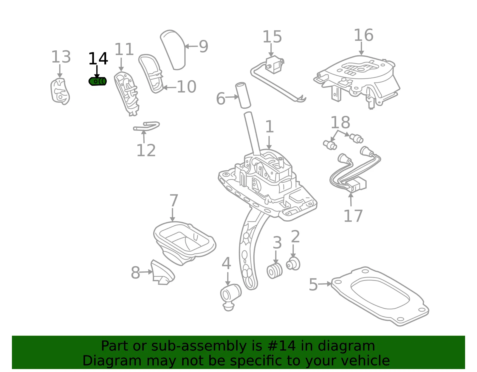 Automatic Transmission Shift Lever Release Pushbutton Spring - GM (92191389) - view 3