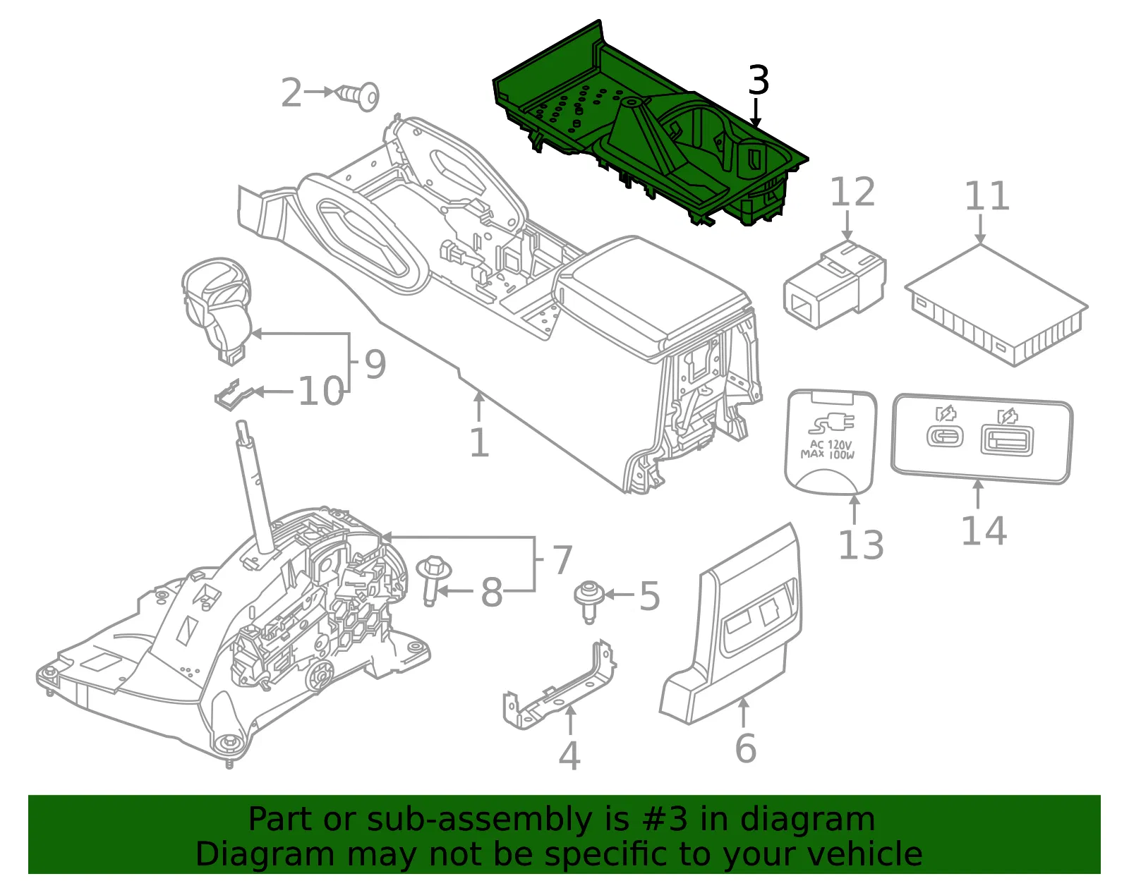 Automatic Transmission Shift Cover Plate - Nissan (96941-9BU2A) - view 2