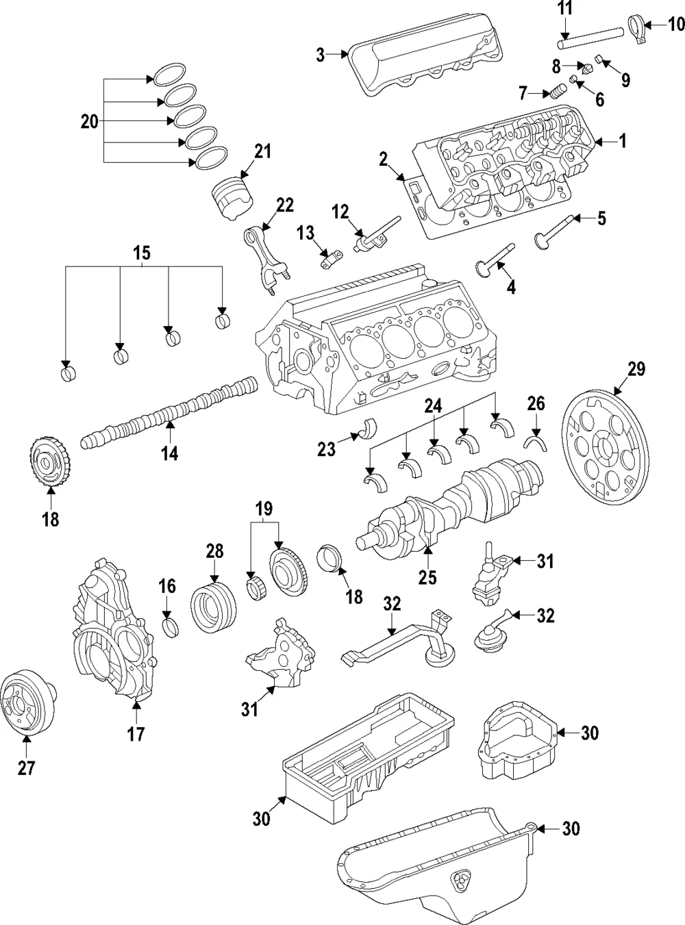 Engine Crankshaft Bearing Set - GM (97386927)