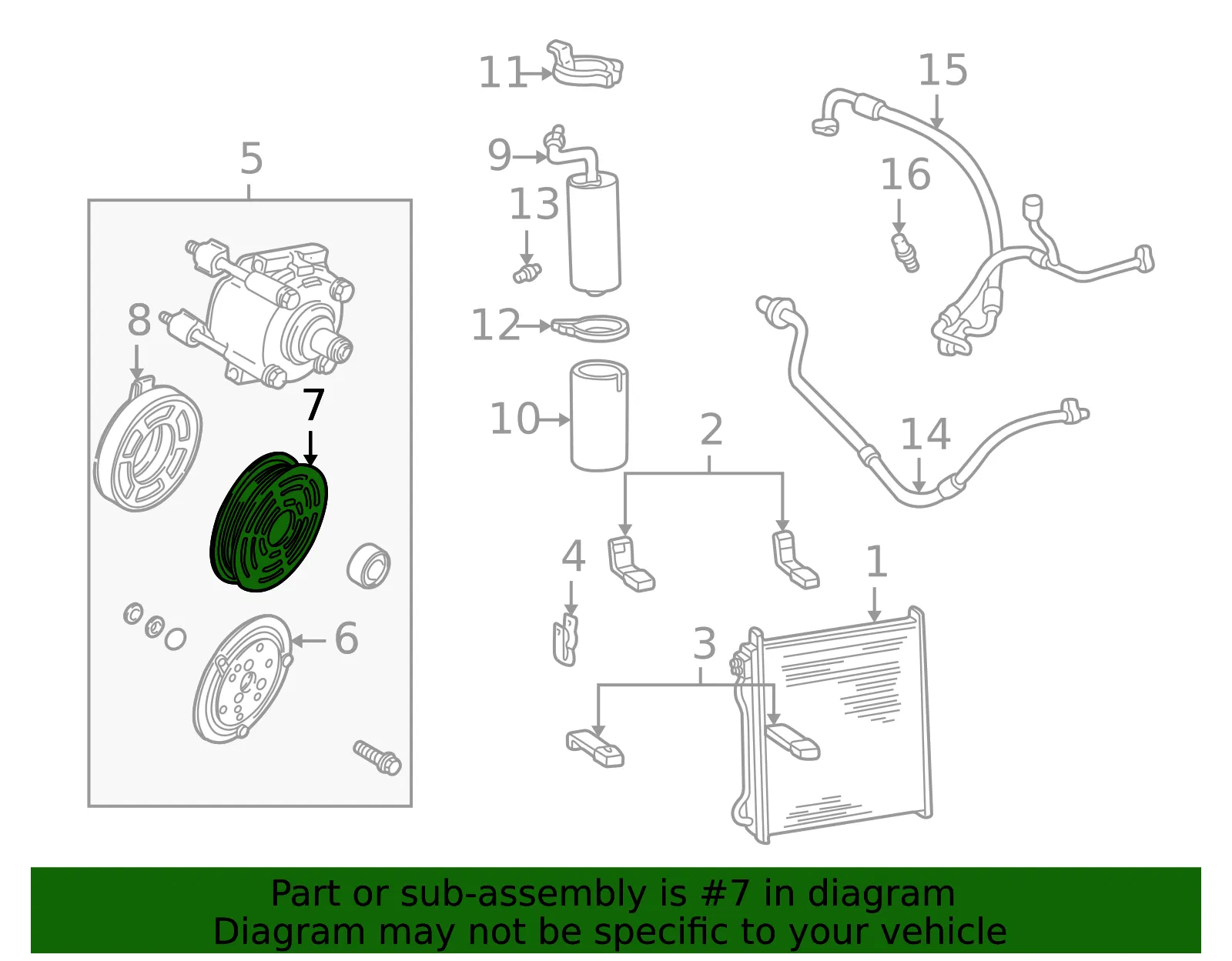 A/C Compressor Clutch Pulley - Ford (F7UZ-19D784-A) - view 5