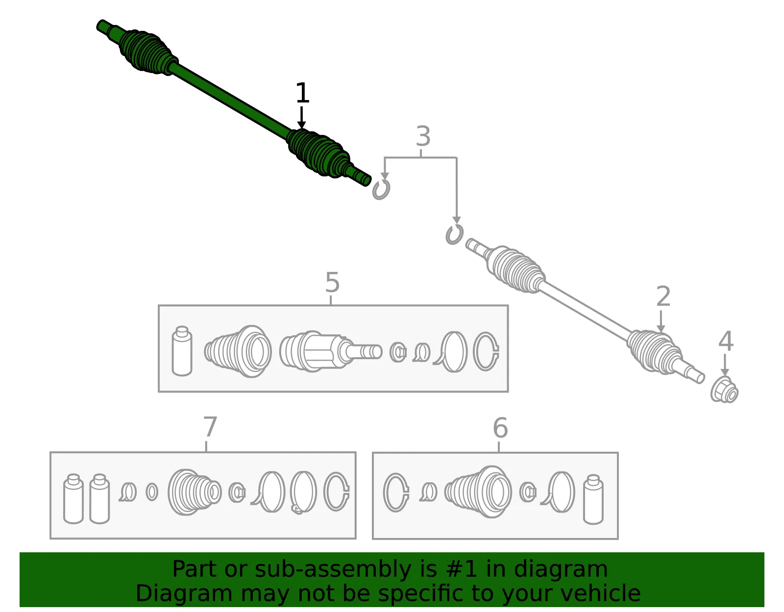 Axle Assembly - Passenger Side (RH) - Mazda (RDB2-25-50X) - view 2