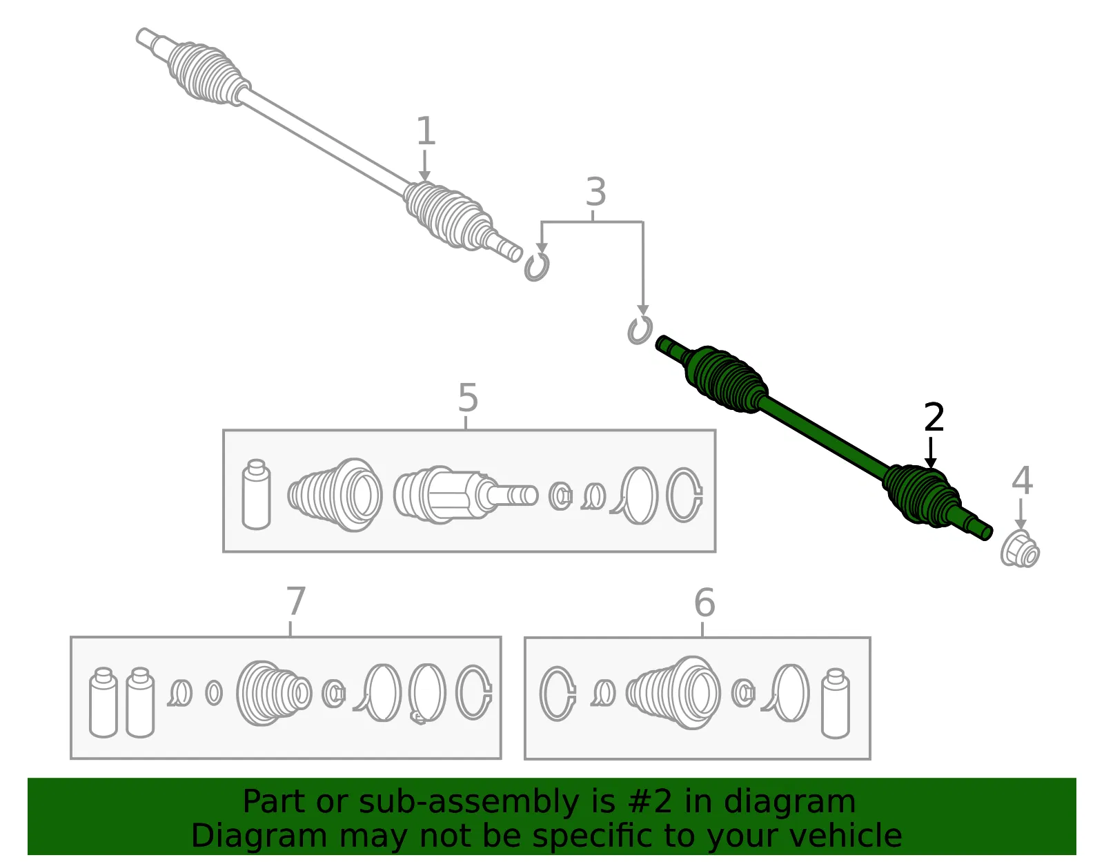 Axle Assembly - Driver's Side (LH) - Mazda (RDB2-25-60X) - view 2
